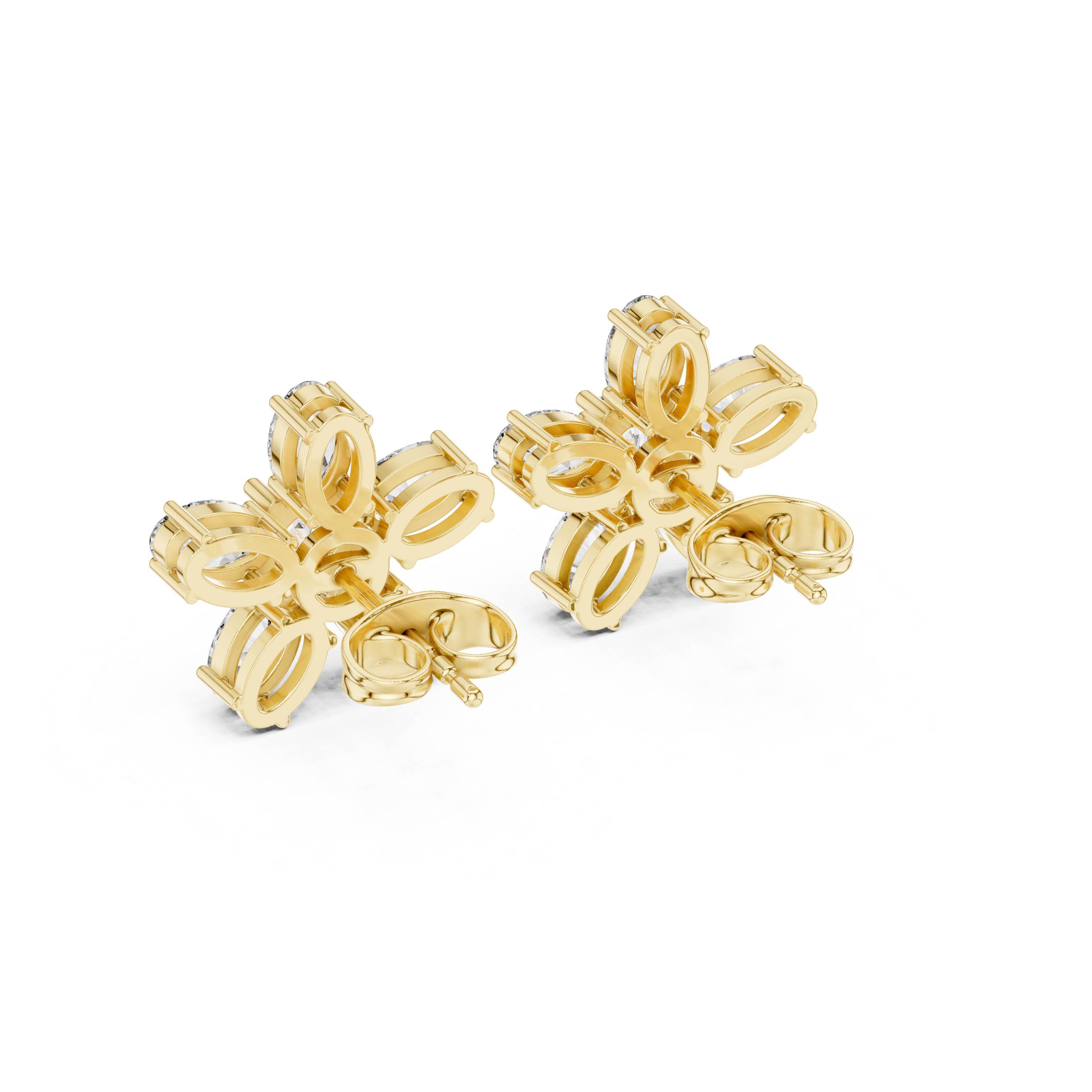 Classic Floral Cluster Diamond Stud Earrings