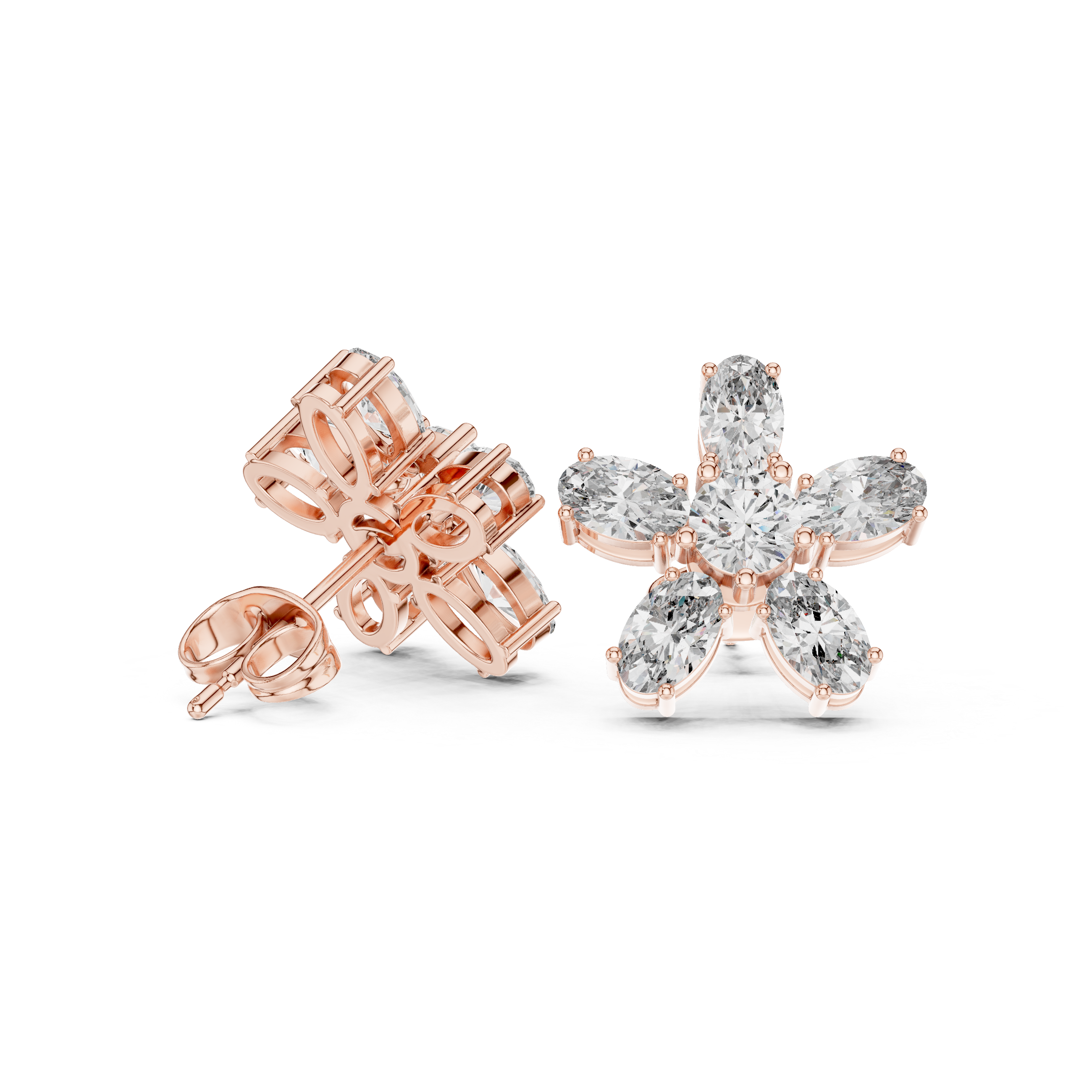 Classic Floral Cluster Diamond Stud Earrings