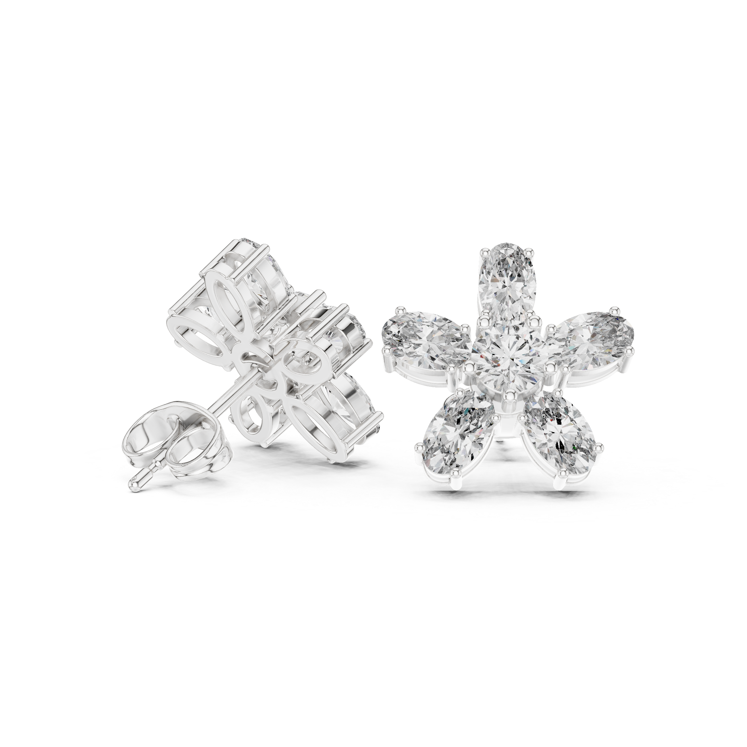 Classic Floral Cluster Diamond Stud Earrings