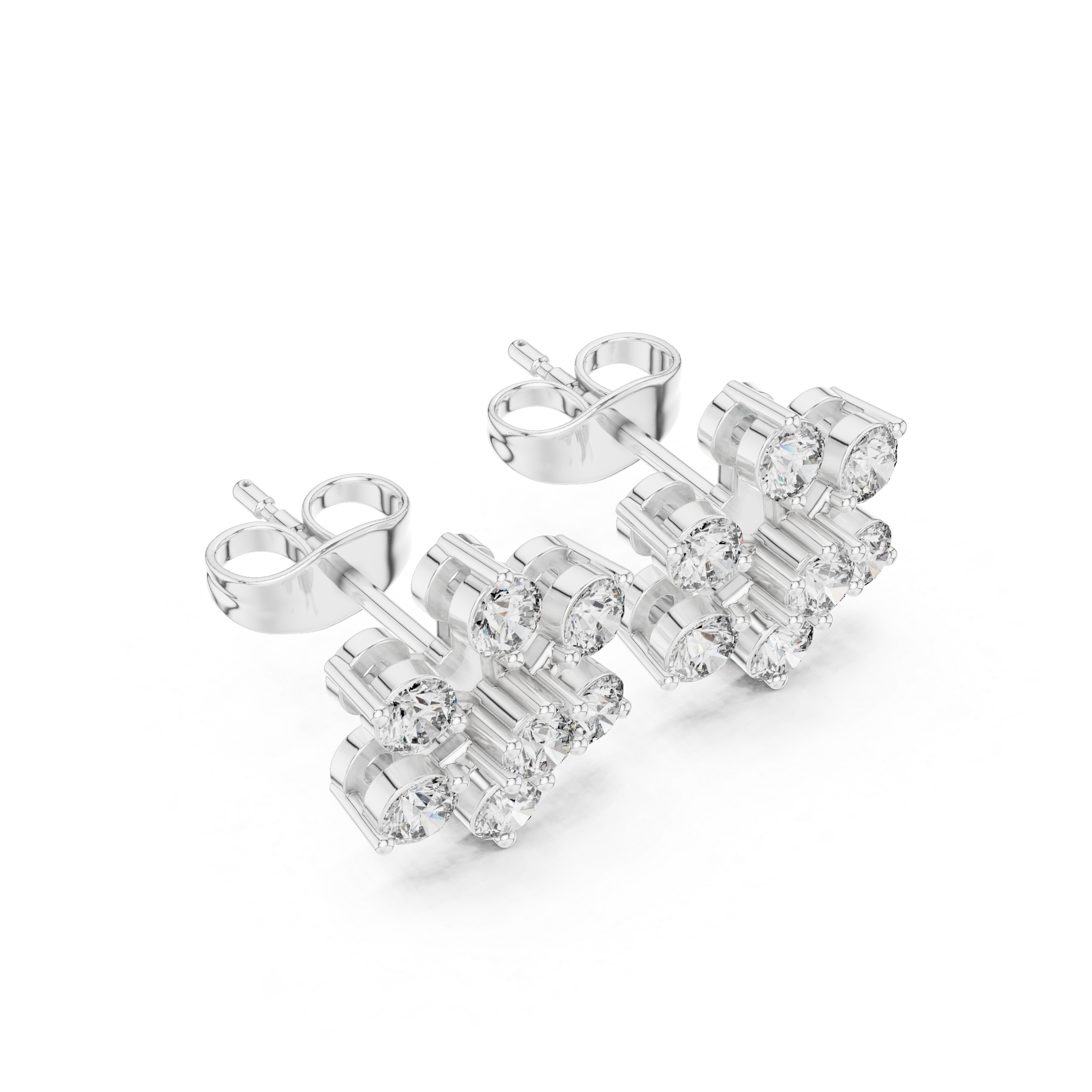 Minimalist Round Diamond Snowflake Stud Earrings
