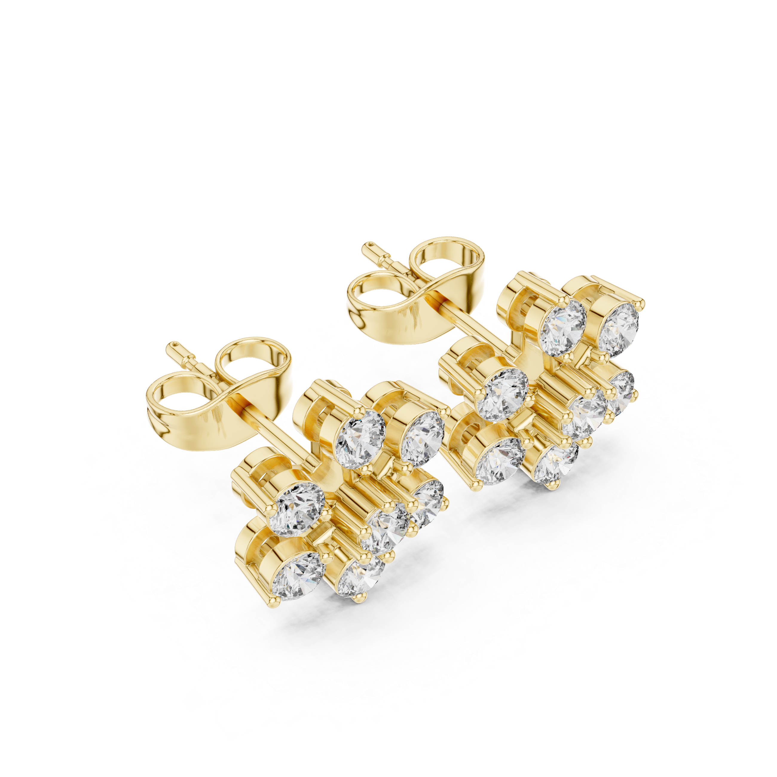 Minimalist Round Diamond Snowflake Stud Earrings