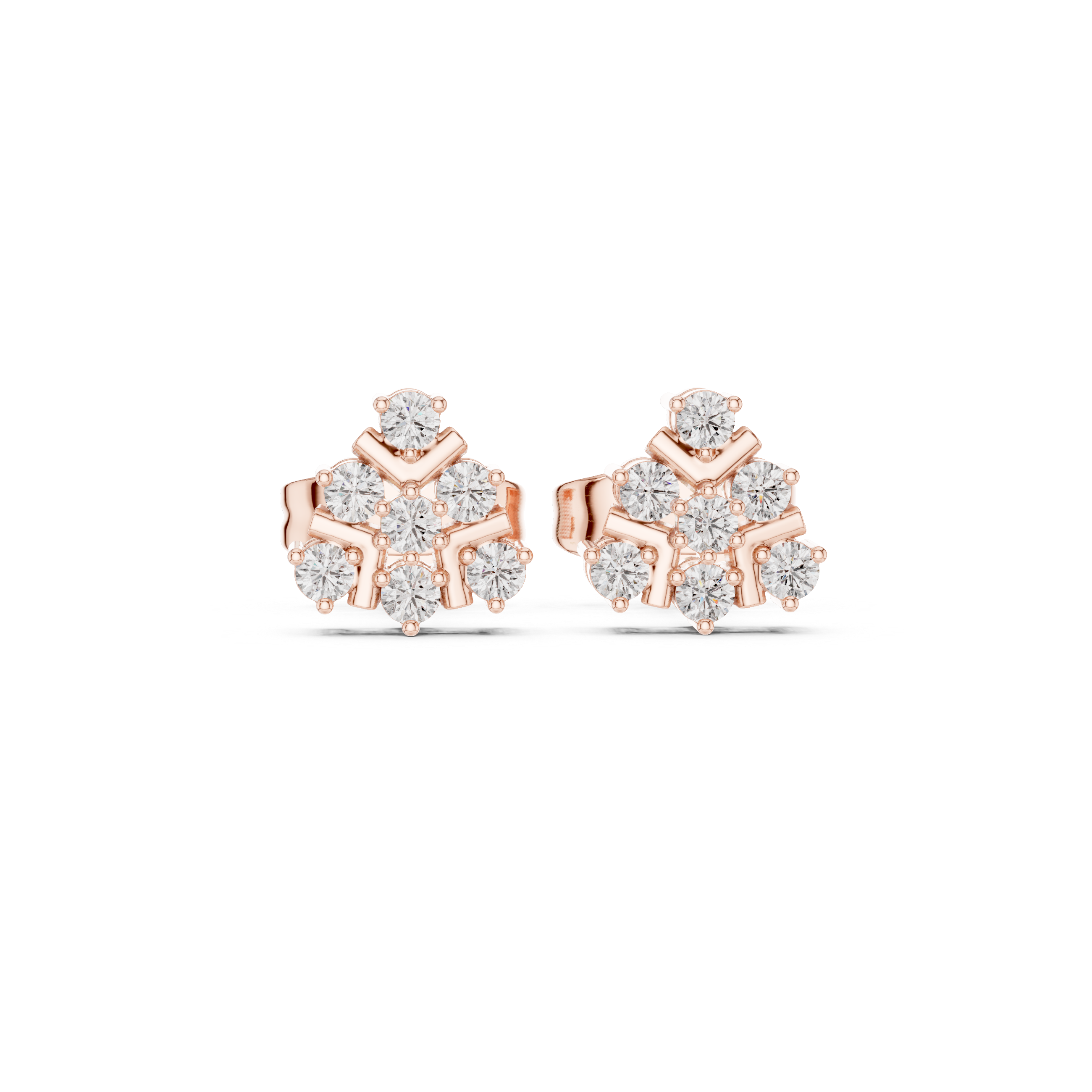 Cluster Diamond Snowflake Stud Earrings