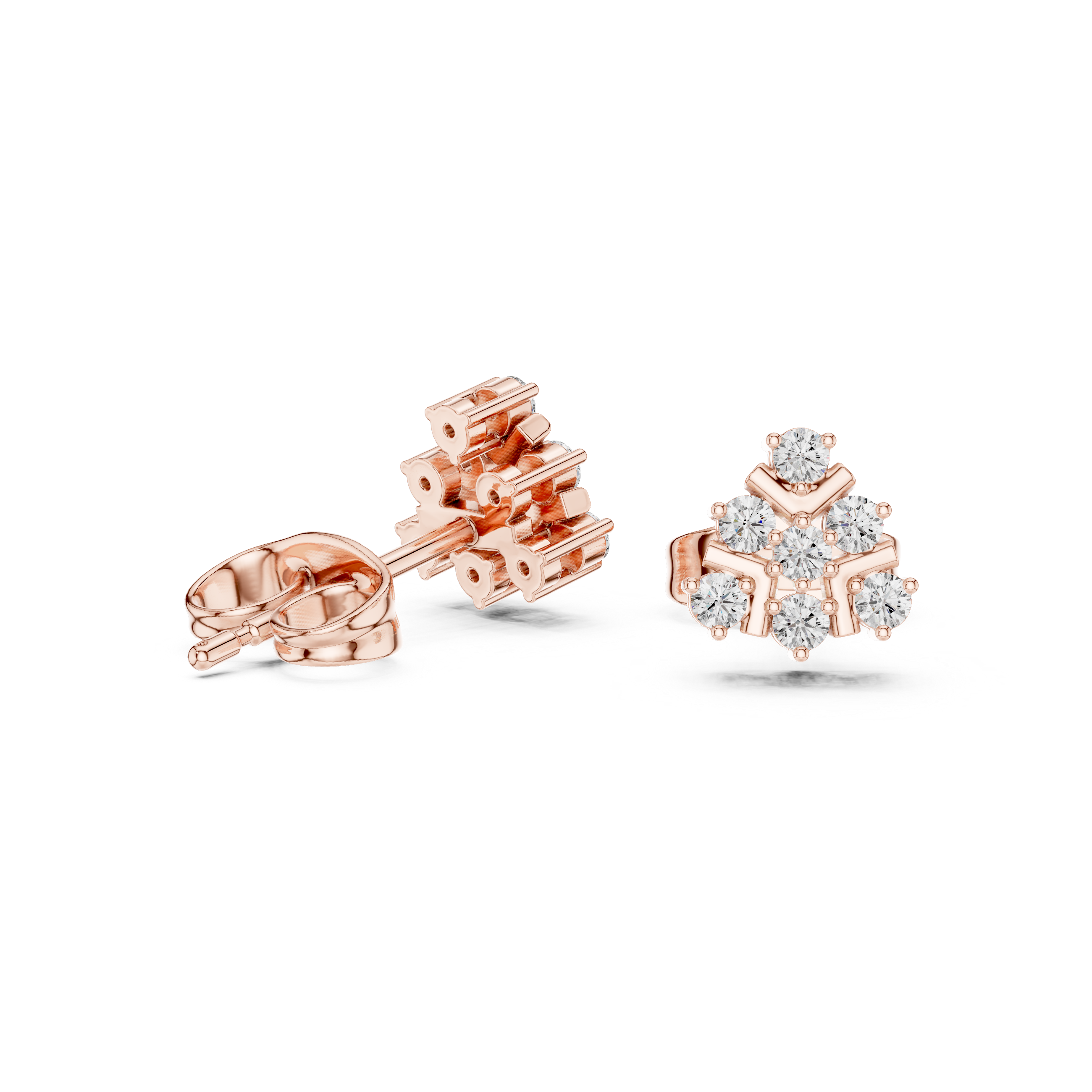 Cluster Diamond Snowflake Stud Earrings