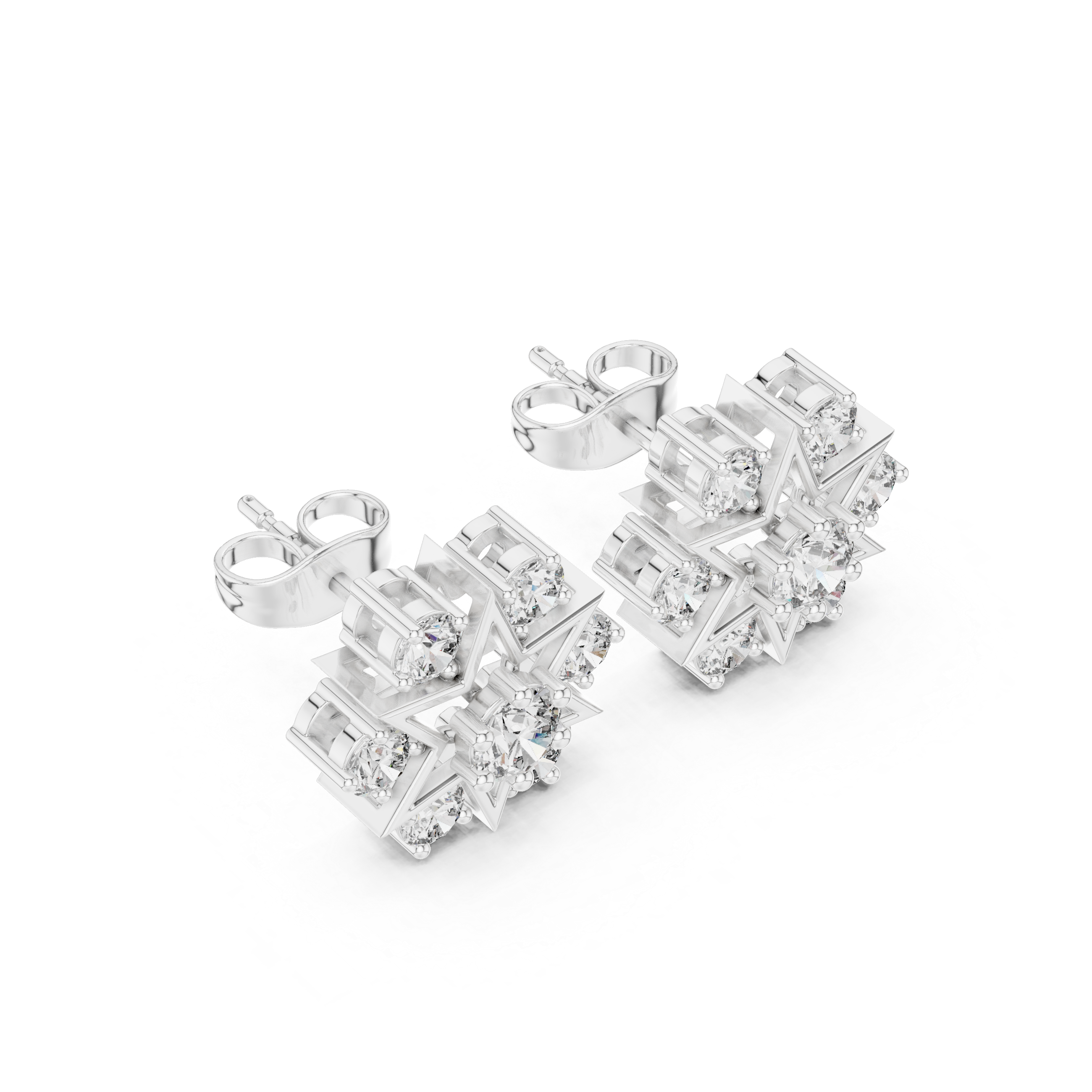 Starburst Cluster Diamond Stud Earrings