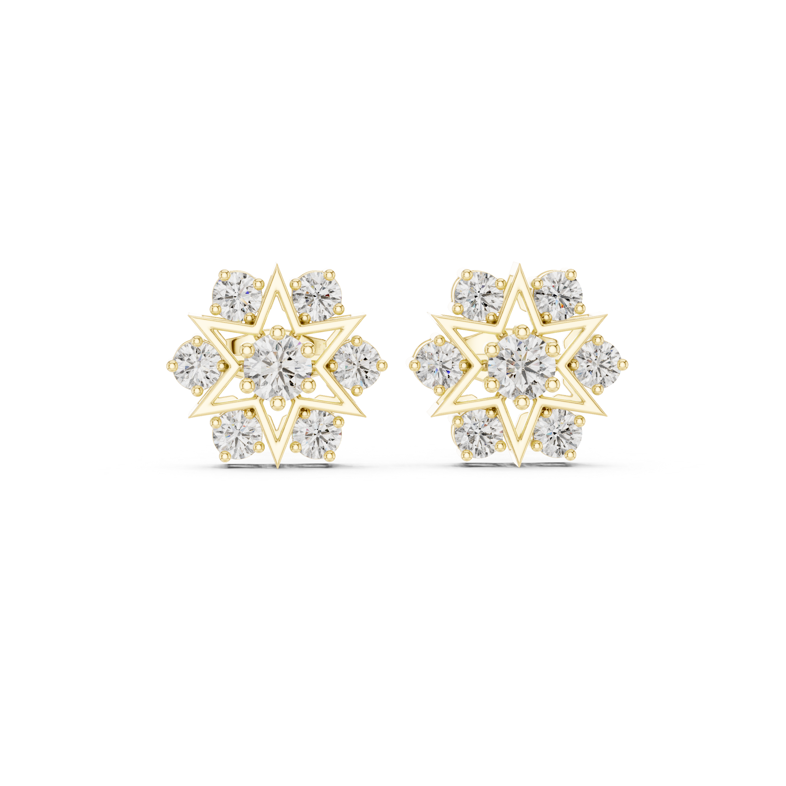 Starburst Cluster Diamond Stud Earrings