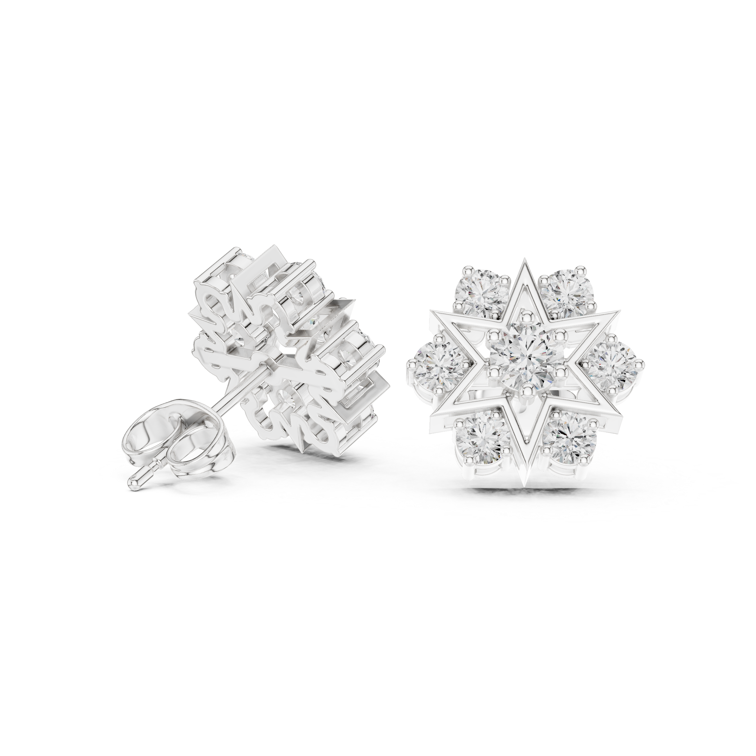 Starburst Cluster Diamond Stud Earrings