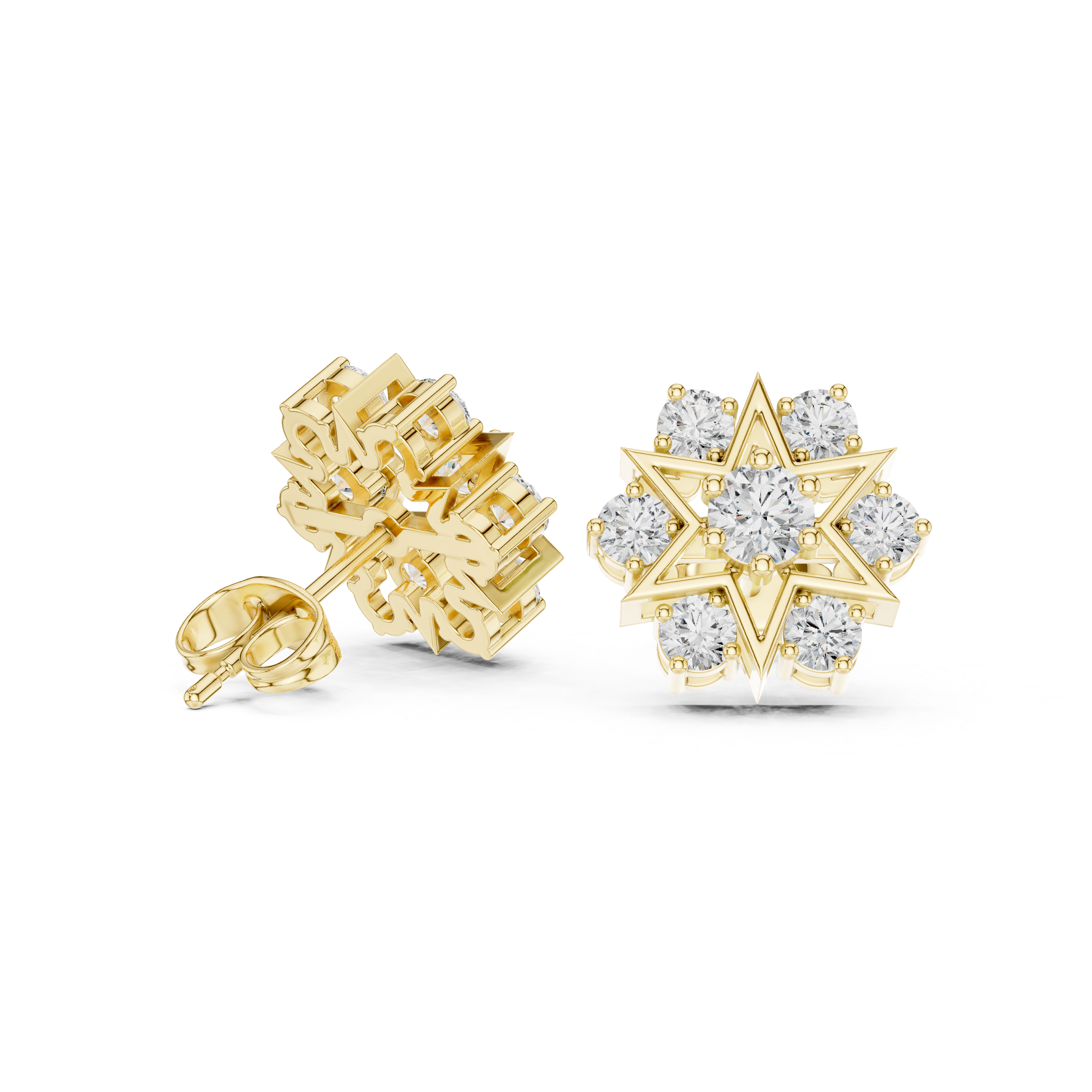 Starburst Cluster Diamond Stud Earrings