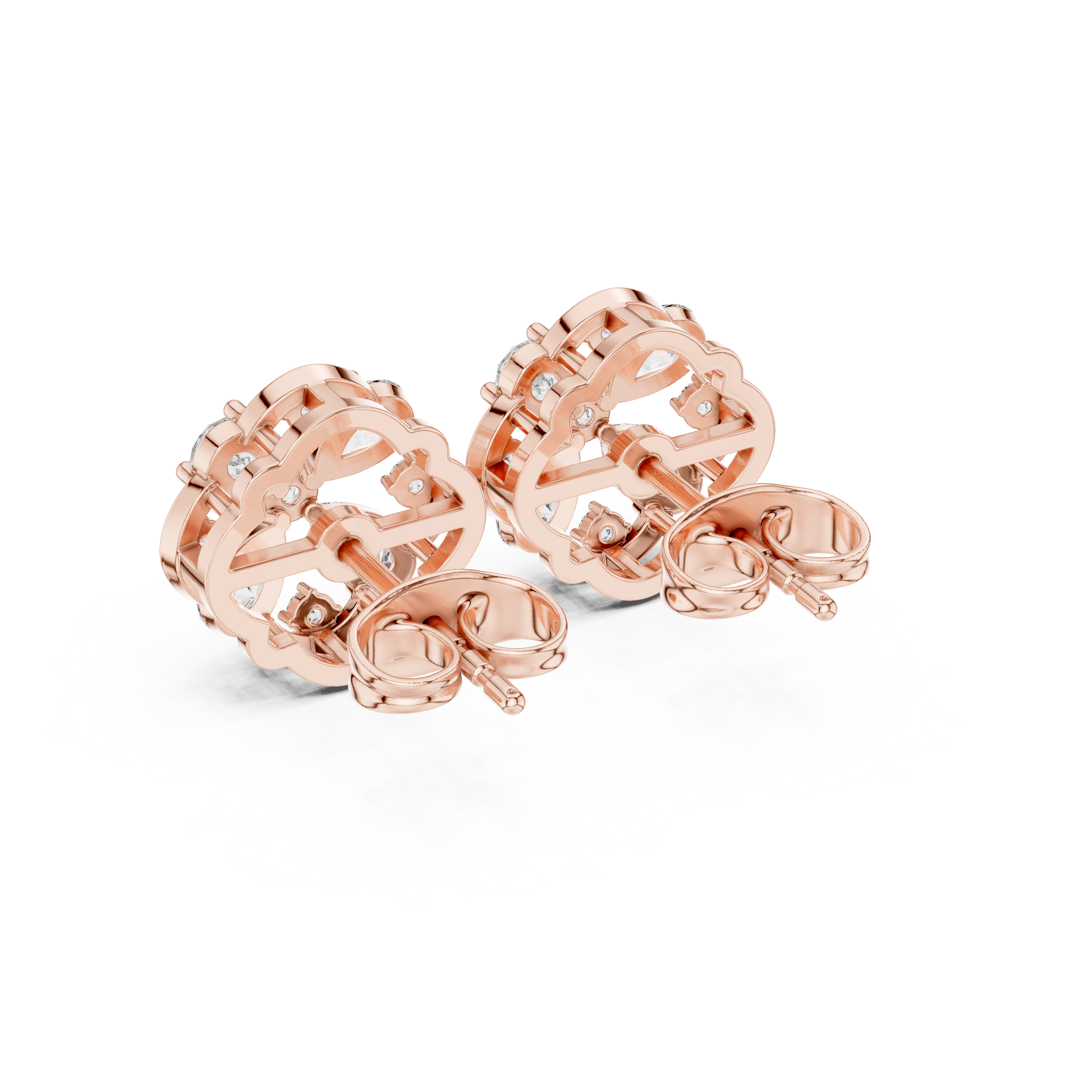 Floral Cluster Diamond Stud Earrings with Pear Accents