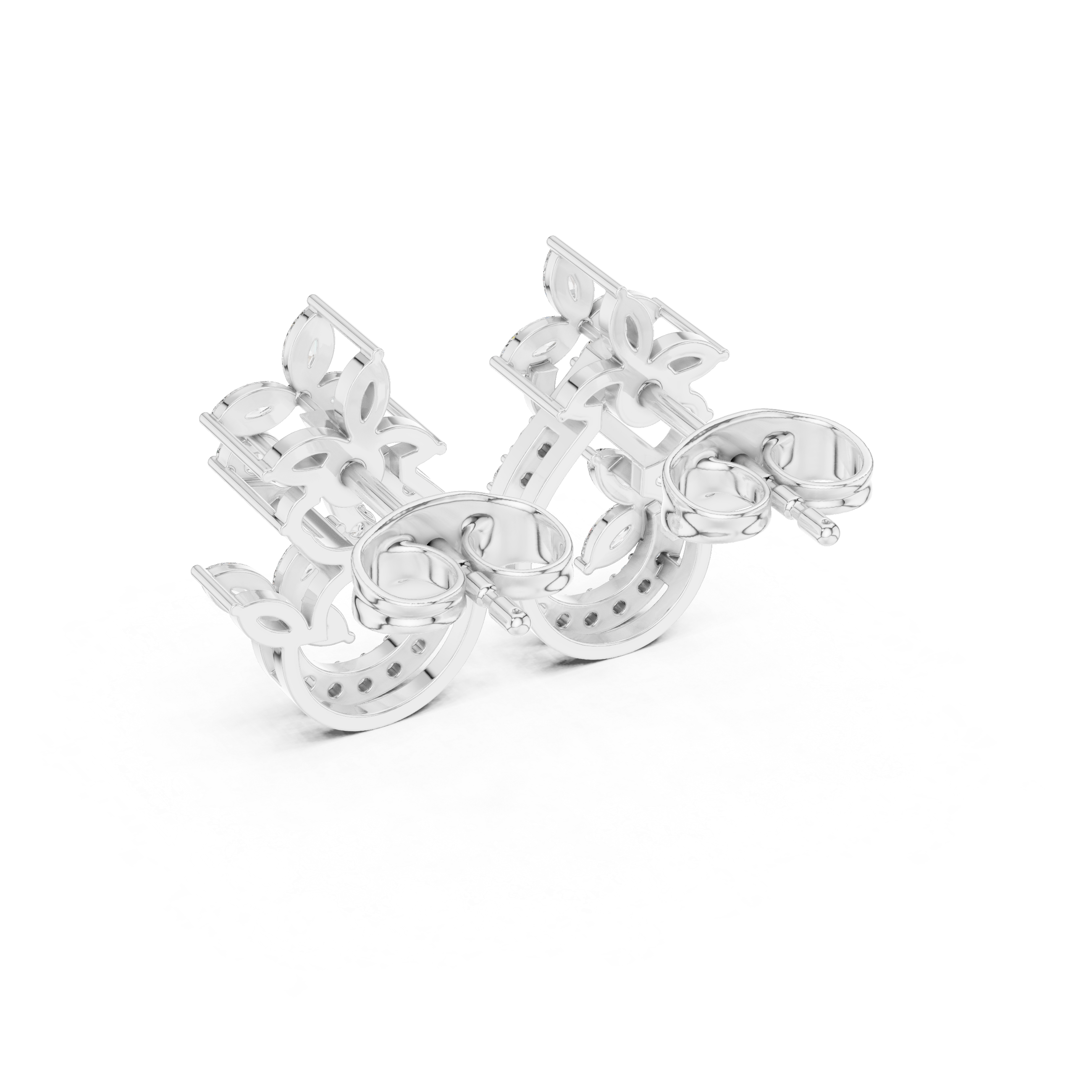 Marquise Floral Drop-Inspired Diamond Stud Earrings