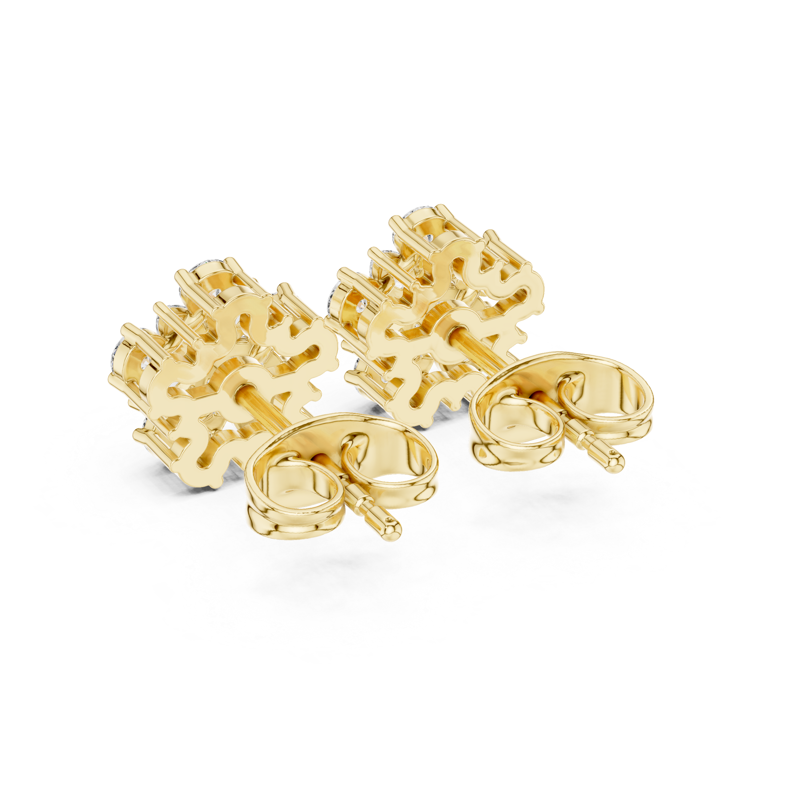 Marquise & Round Diamond Floral Cluster Stud Earrings