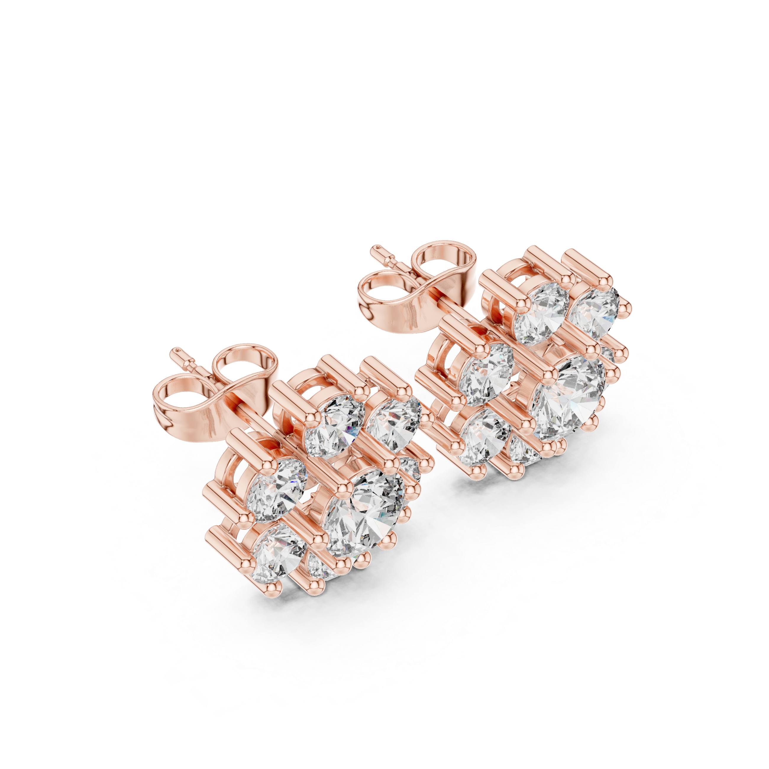 Round Cluster Diamond Floral Stud Earrings