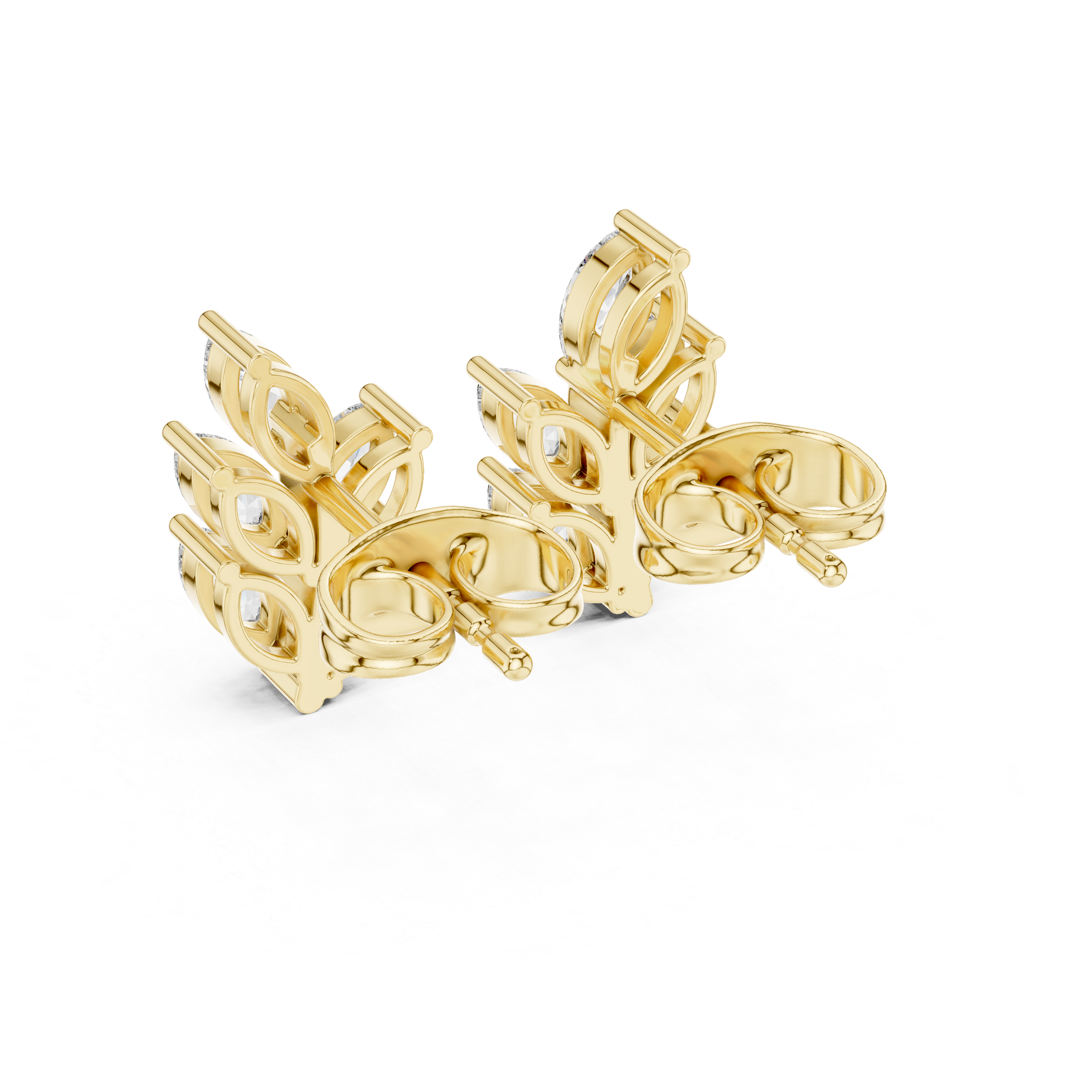 Marquise Diamond Leaf Stud Earrings
