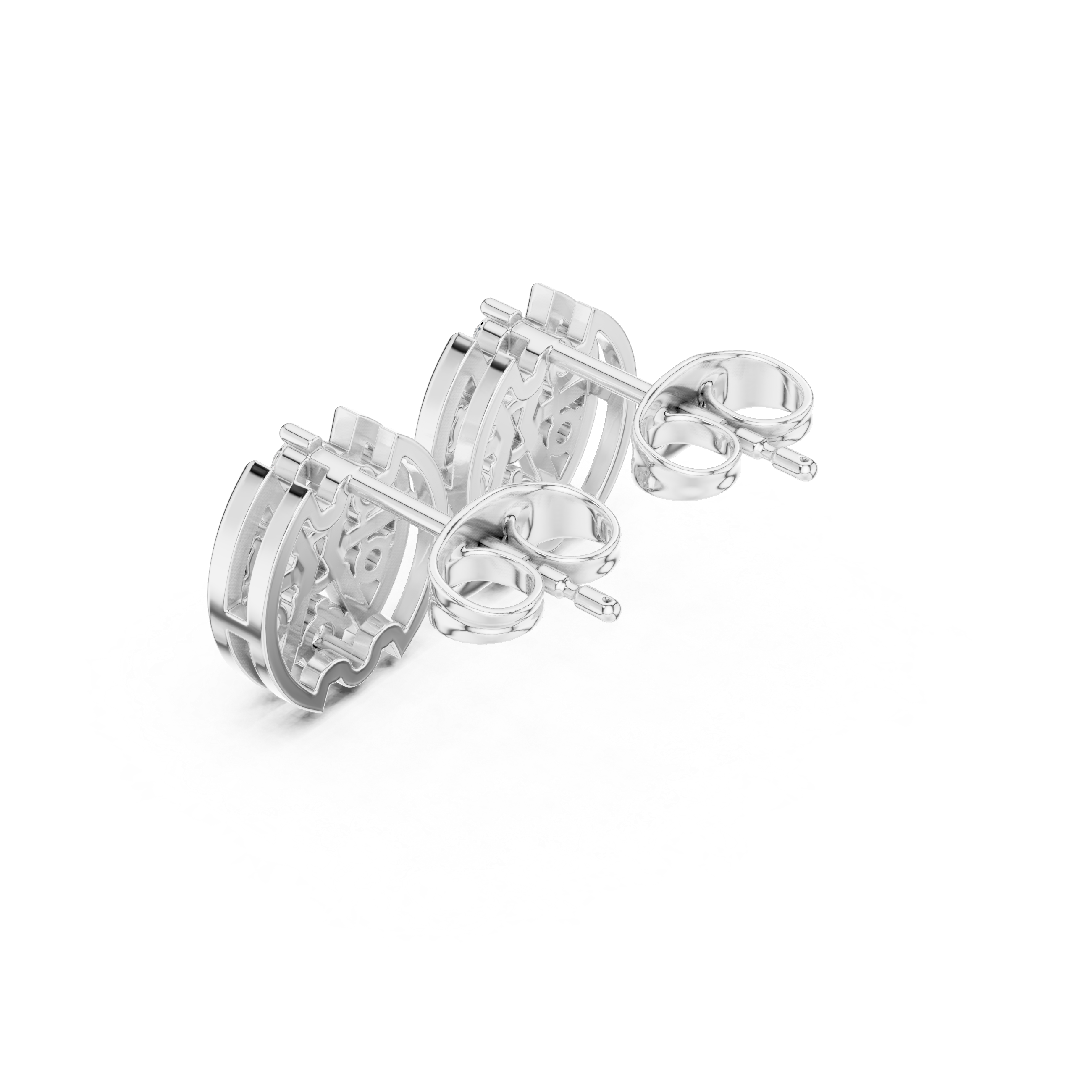Round Diamond Cluster Stud Earrings with Openwork Petal Frame