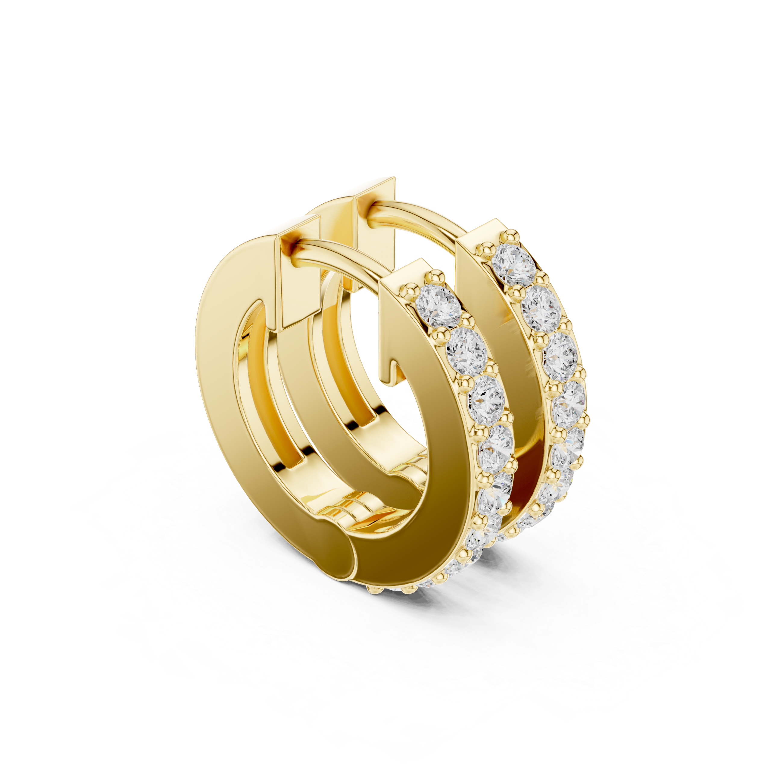Pavé Diamond Hoop Earrings – Slim Gold Huggie Style