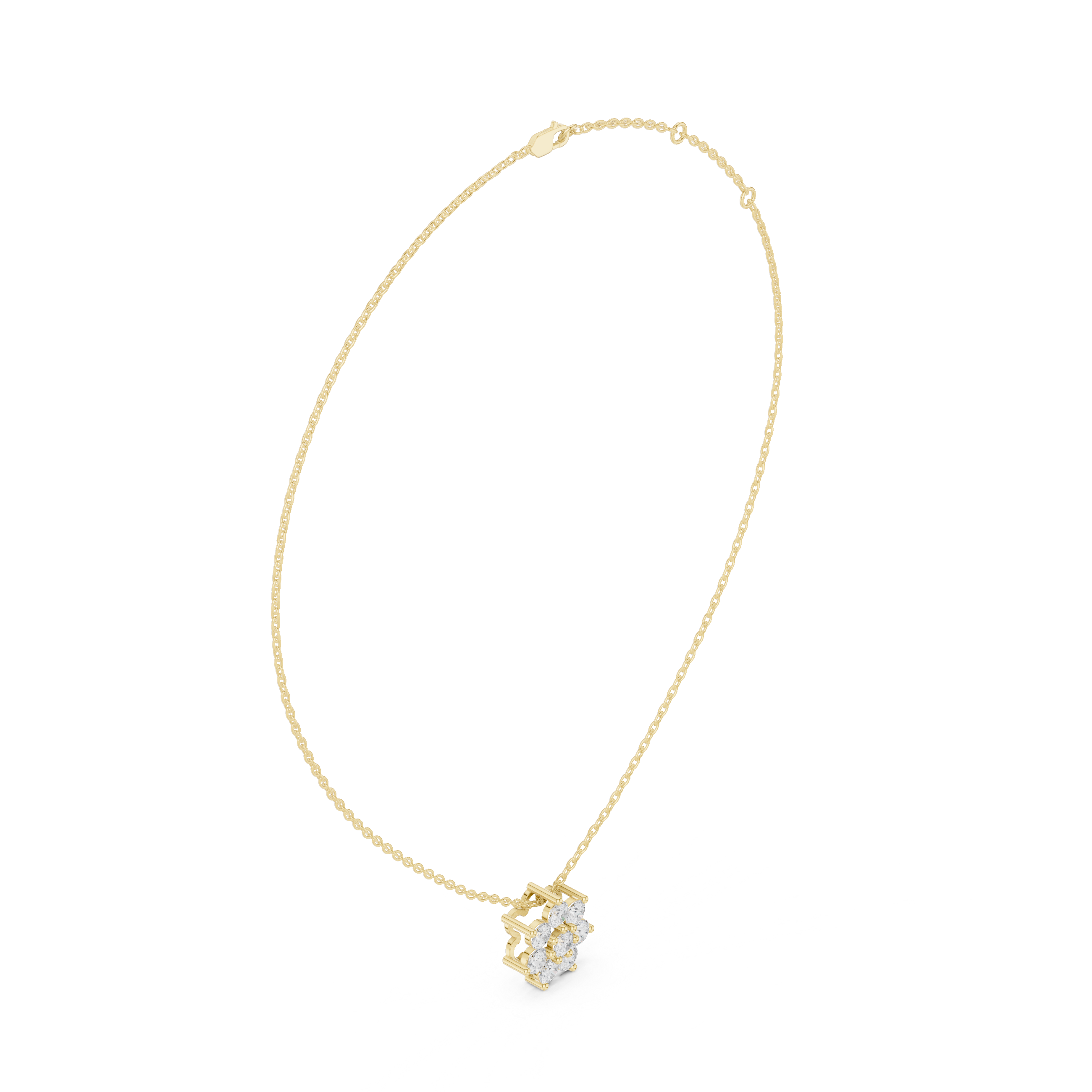Classic Floral Cluster Diamond Necklace