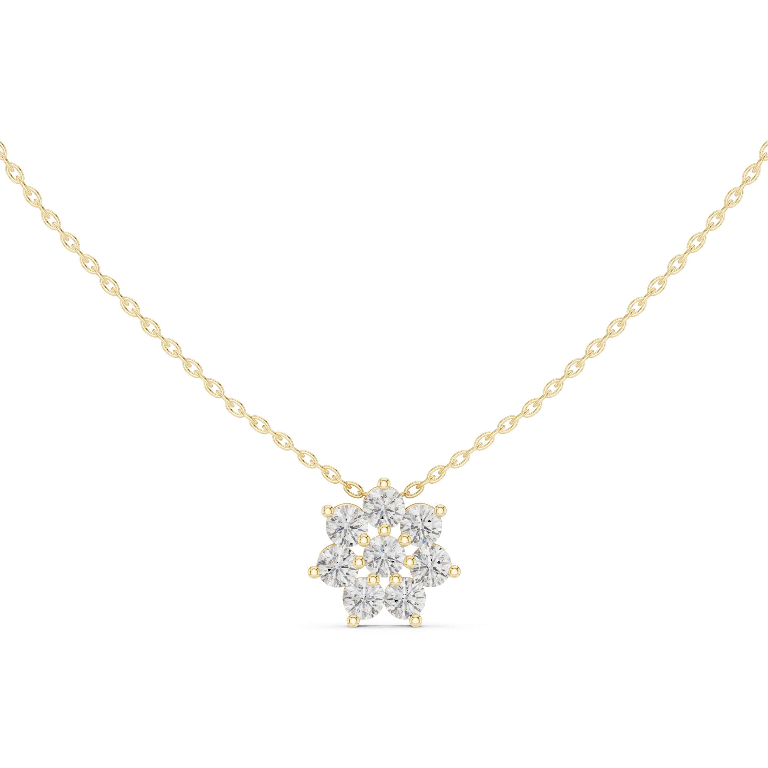 Classic Floral Cluster Diamond Necklace