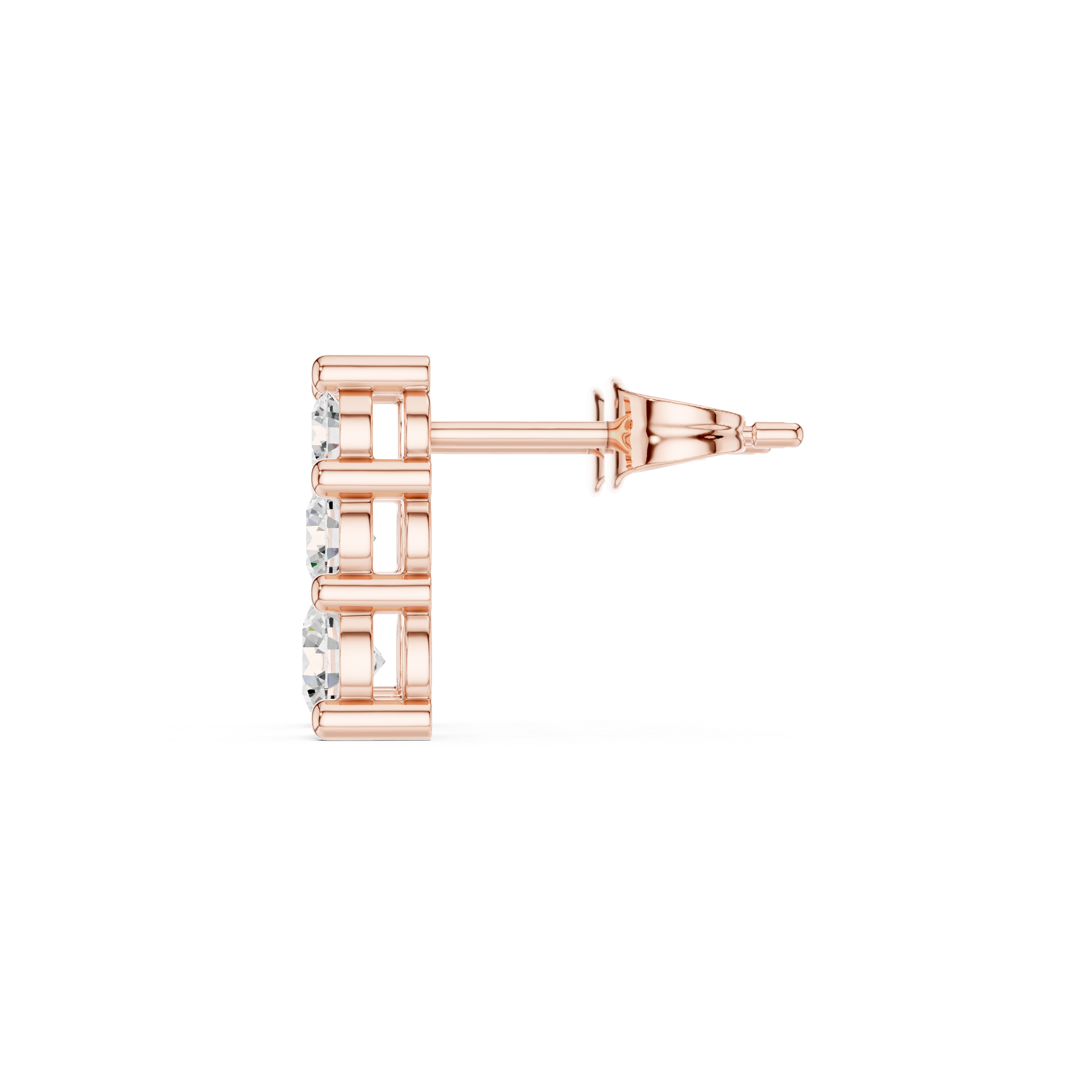 Three-Stone Vertical Diamond Stud Earrings