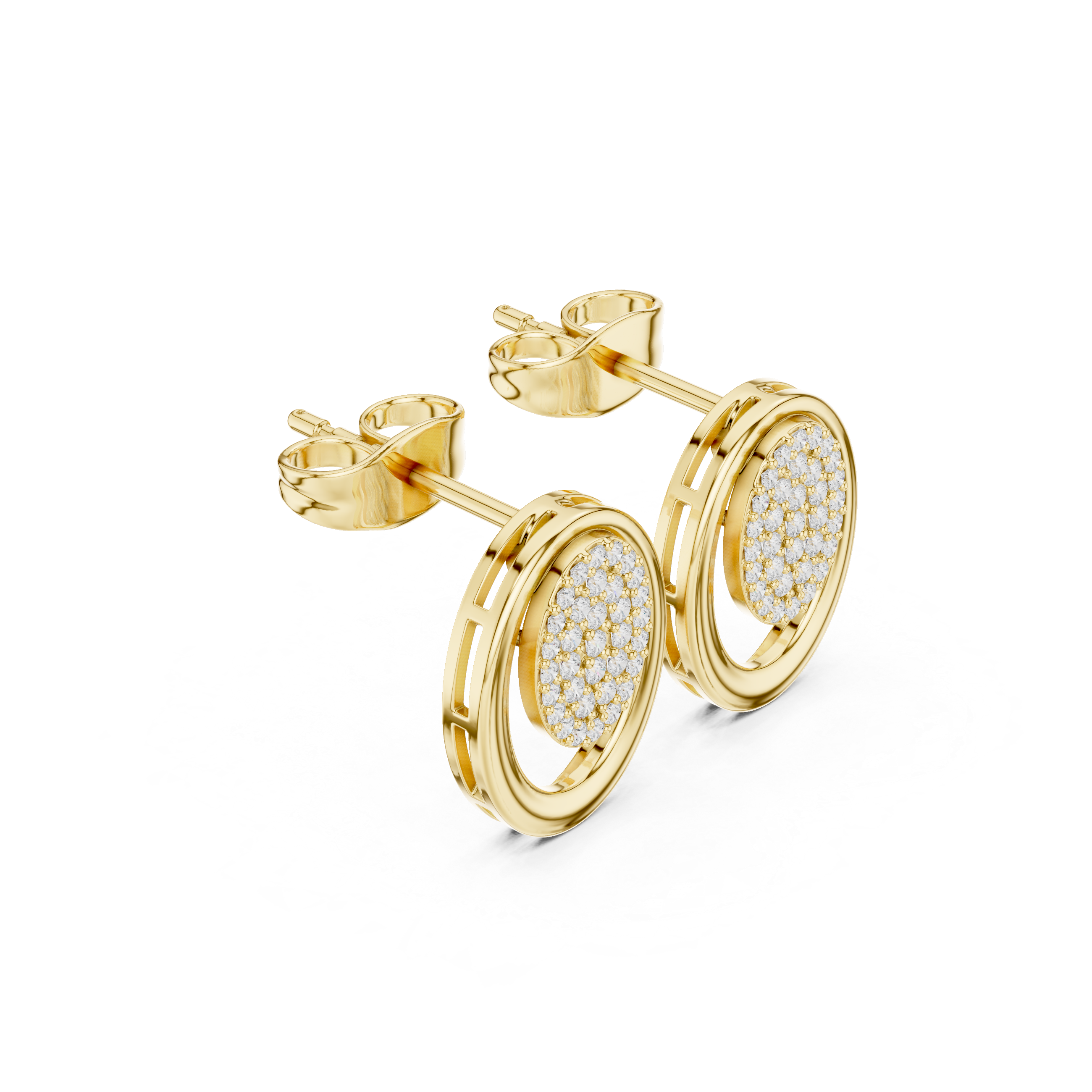 Oval Halo Pavé Diamond Minimal Stud Earrings