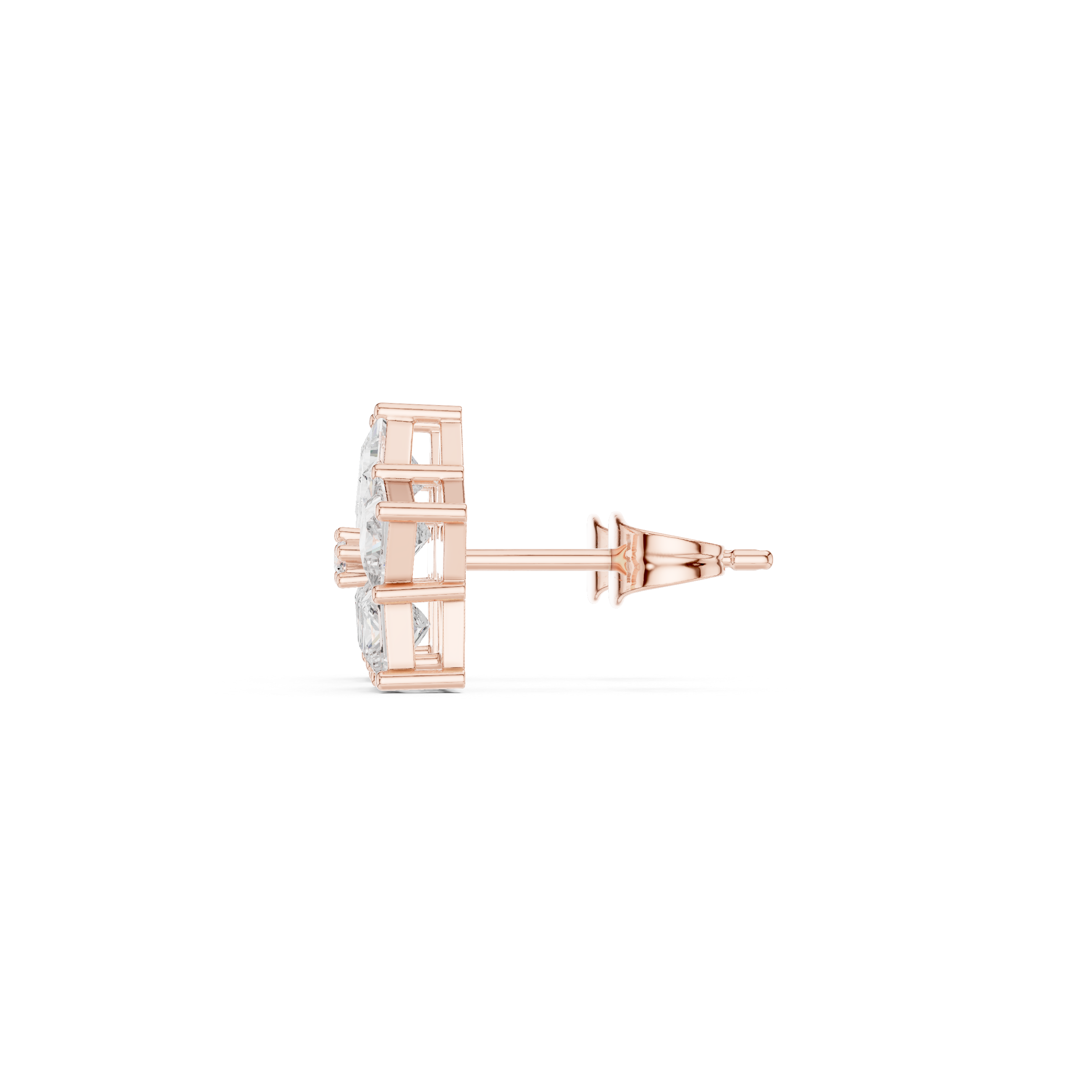 Pentagon Princess Cut Diamond Cluster Earrings