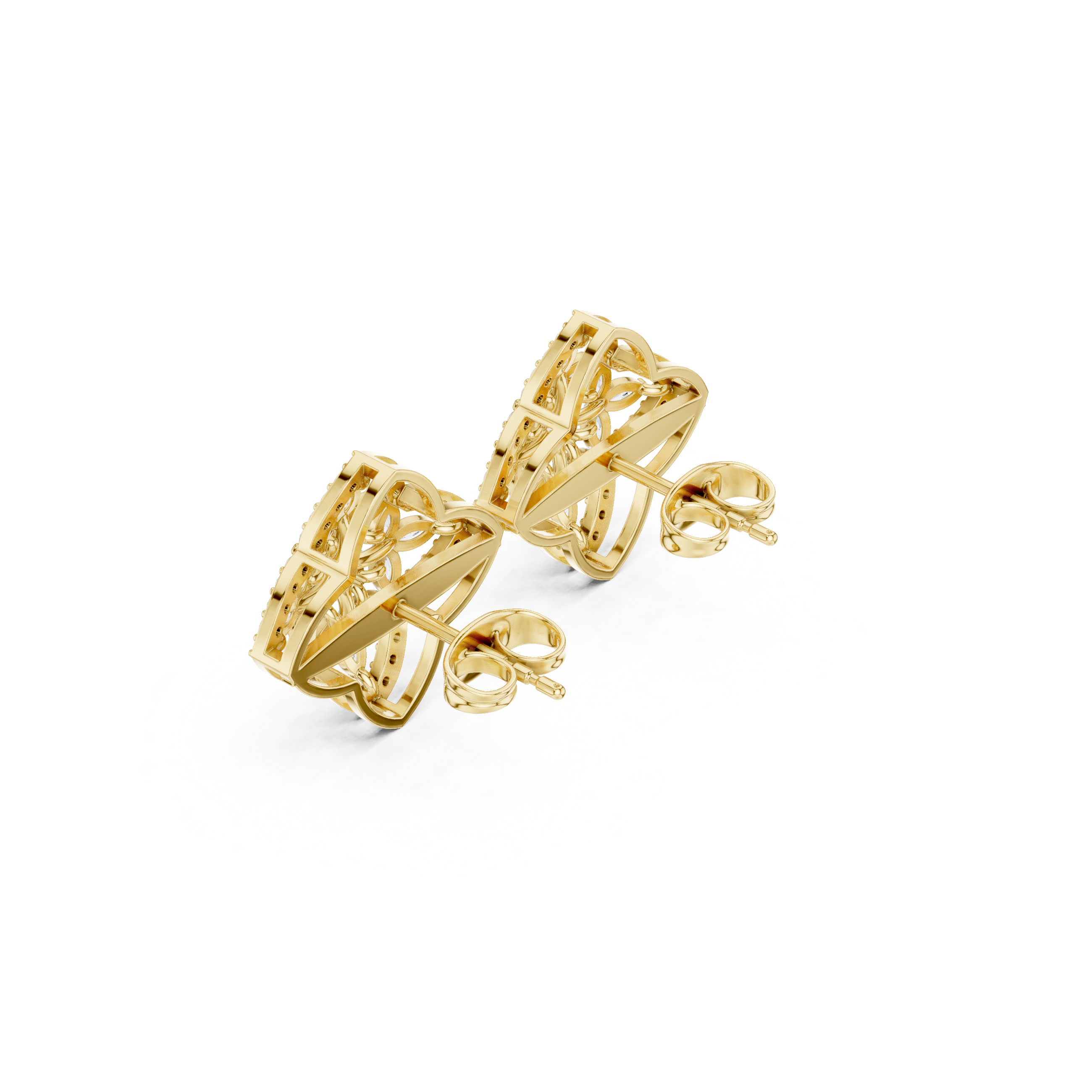 Marquise Cut Cluster Diamond Vintage Frame Stud Earrings