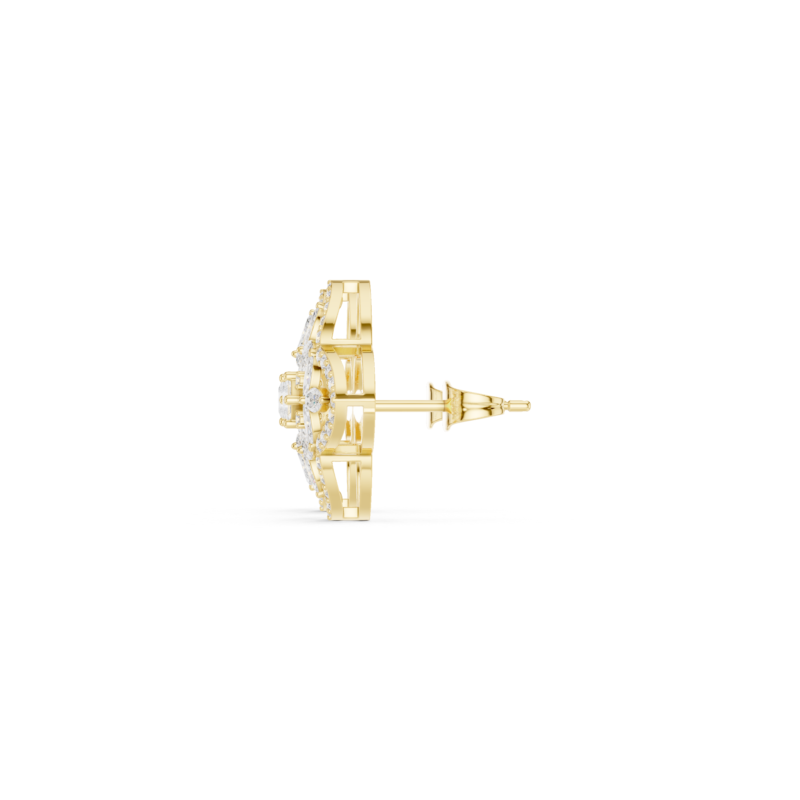 Marquise Cut Cluster Diamond Vintage Frame Stud Earrings