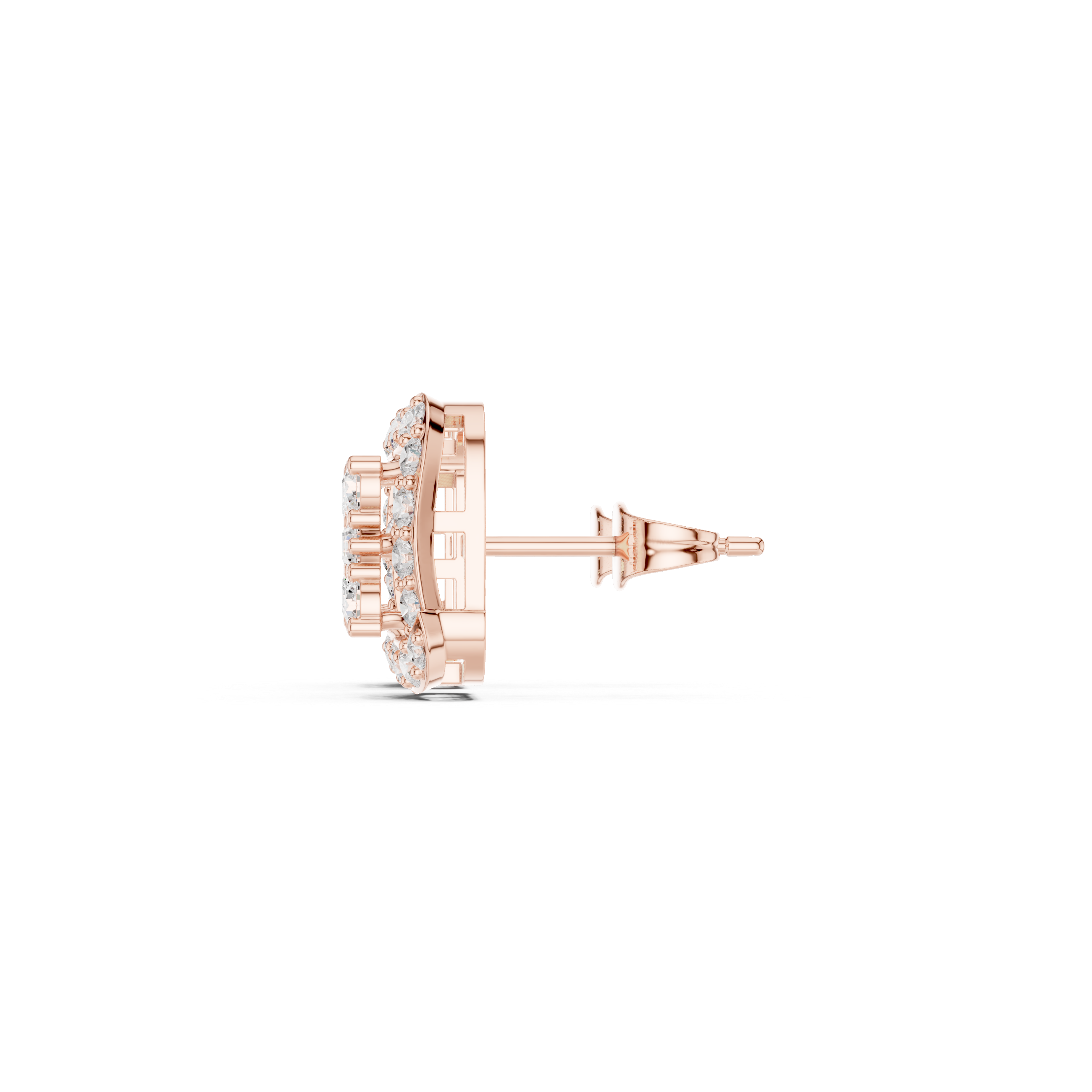 Square Halo Cluster Diamond Stud Earrings