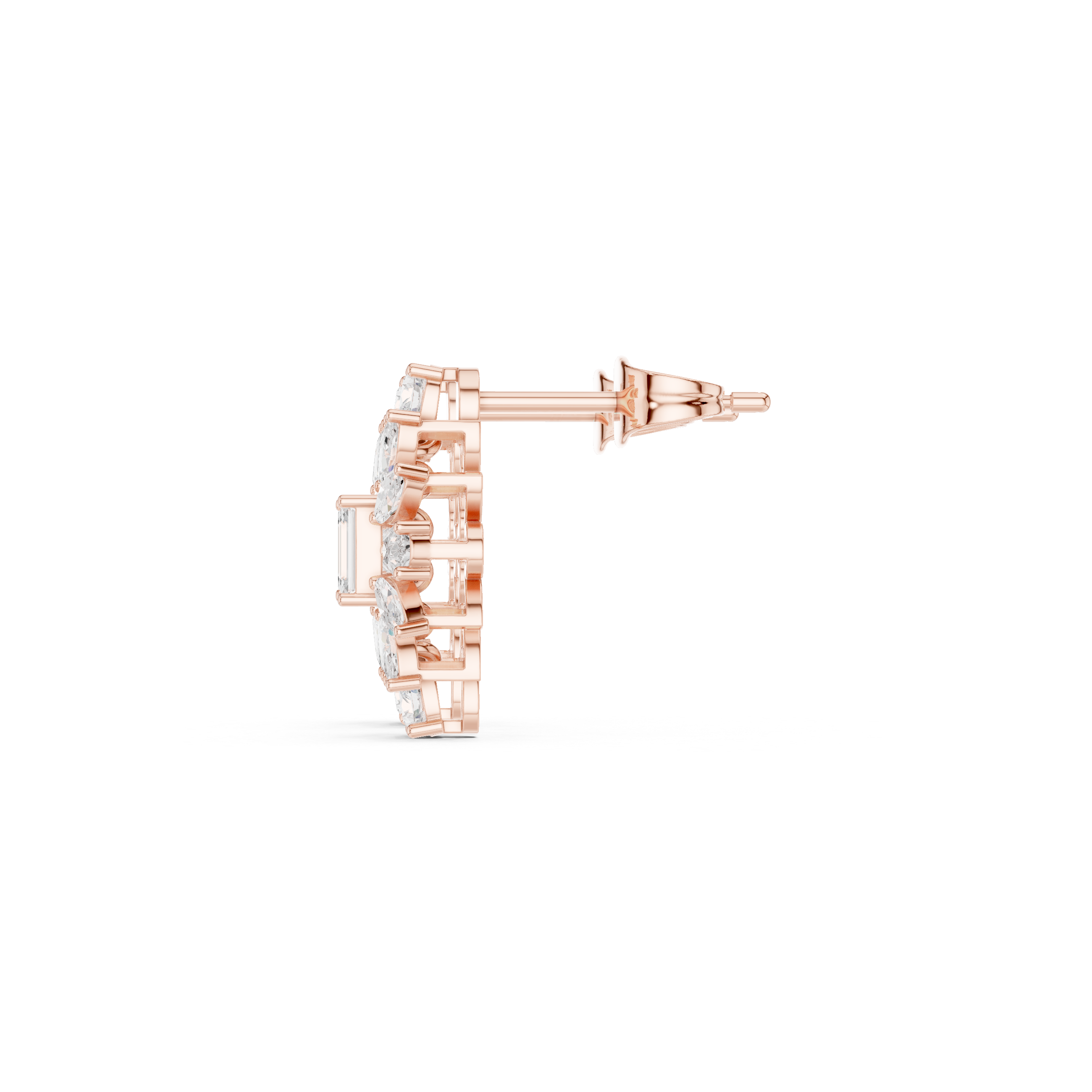Radiant Multi-Shape Floral Diamond Stud Earrings