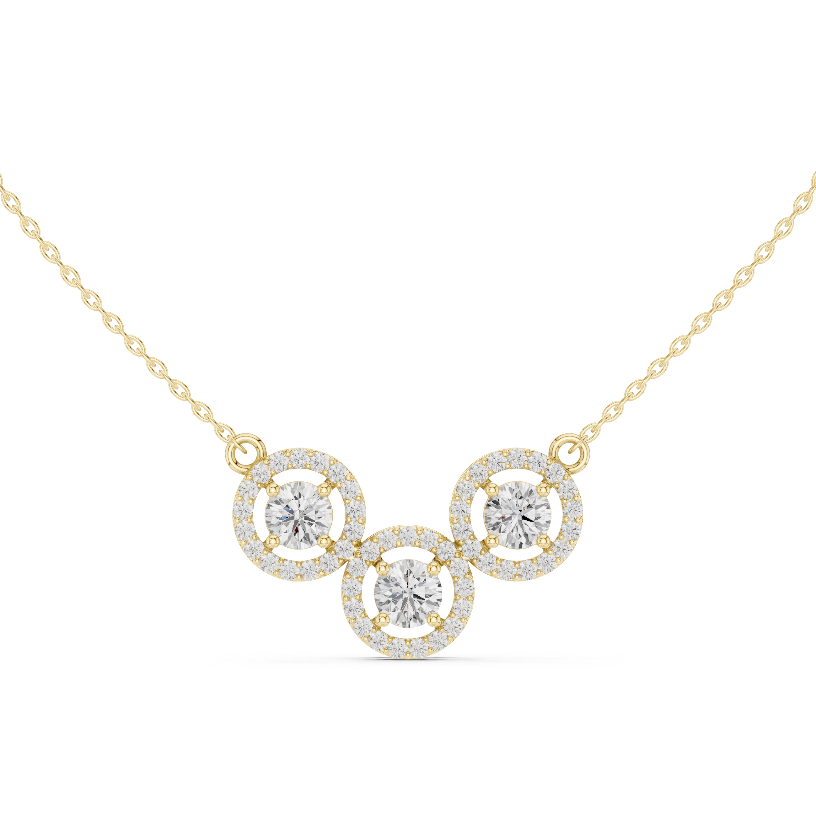Triple Halo Diamond Circle Necklace
