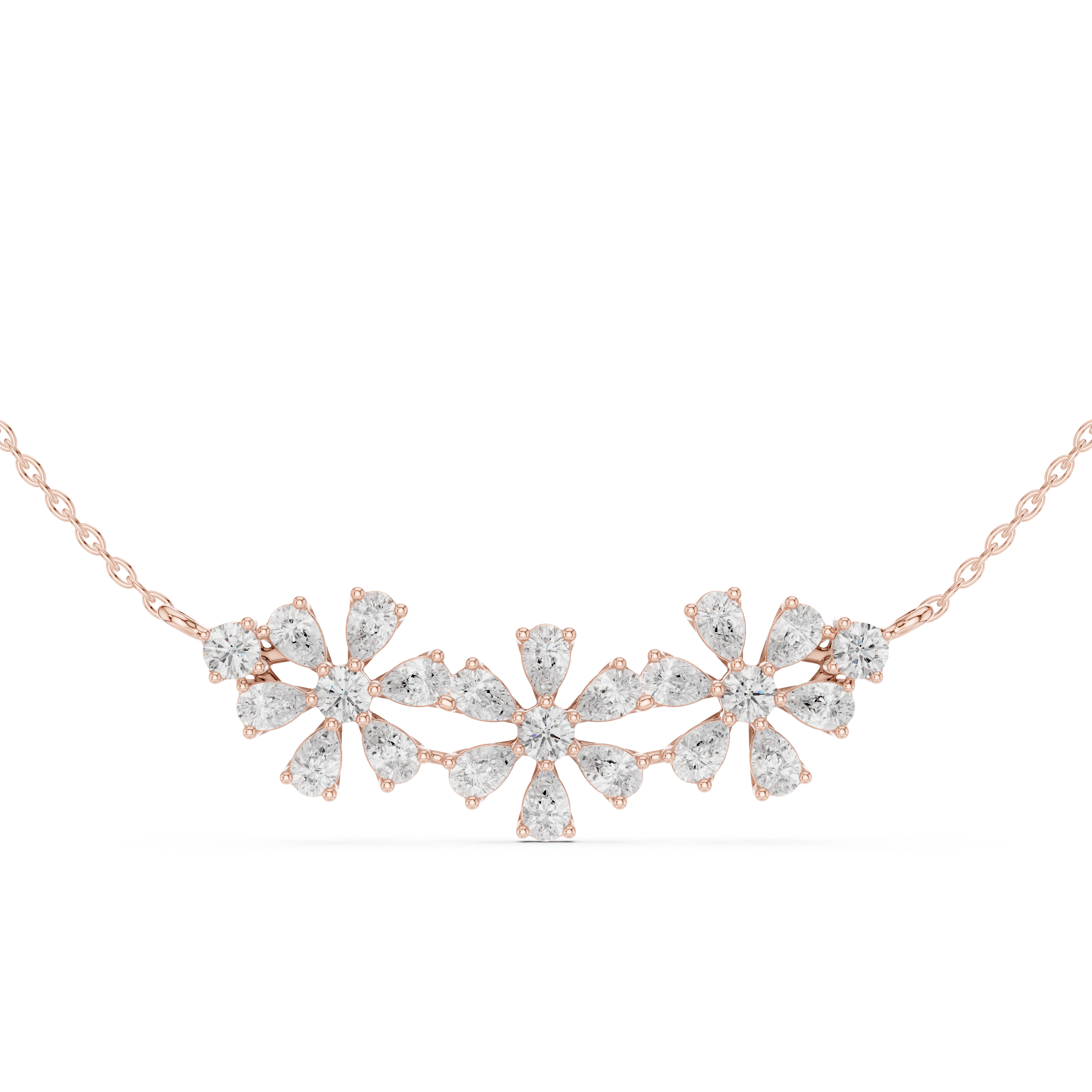 Floral Cluster Diamond Necklace