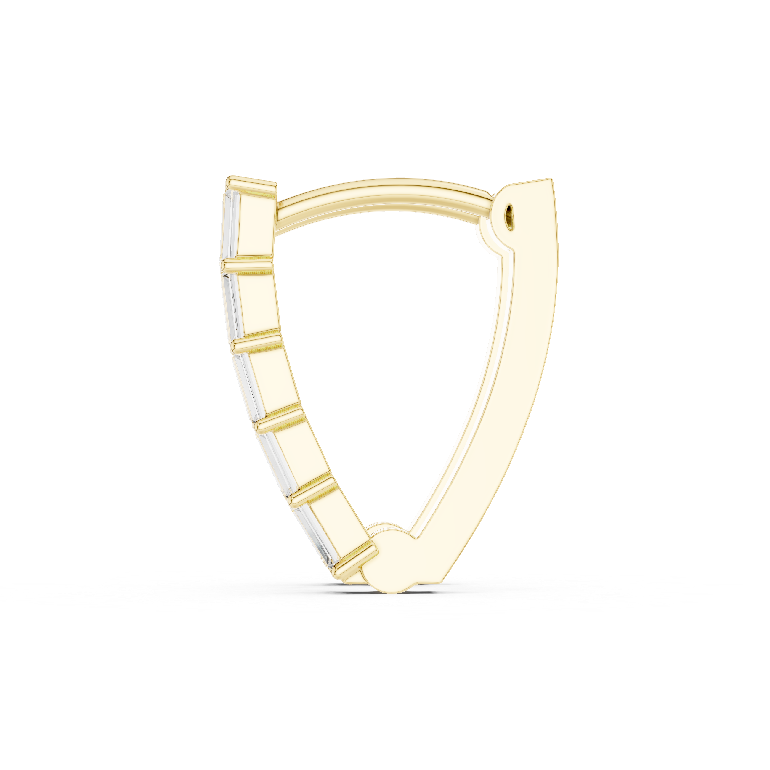 Modern Baguette Stone Half Hoop Earrings