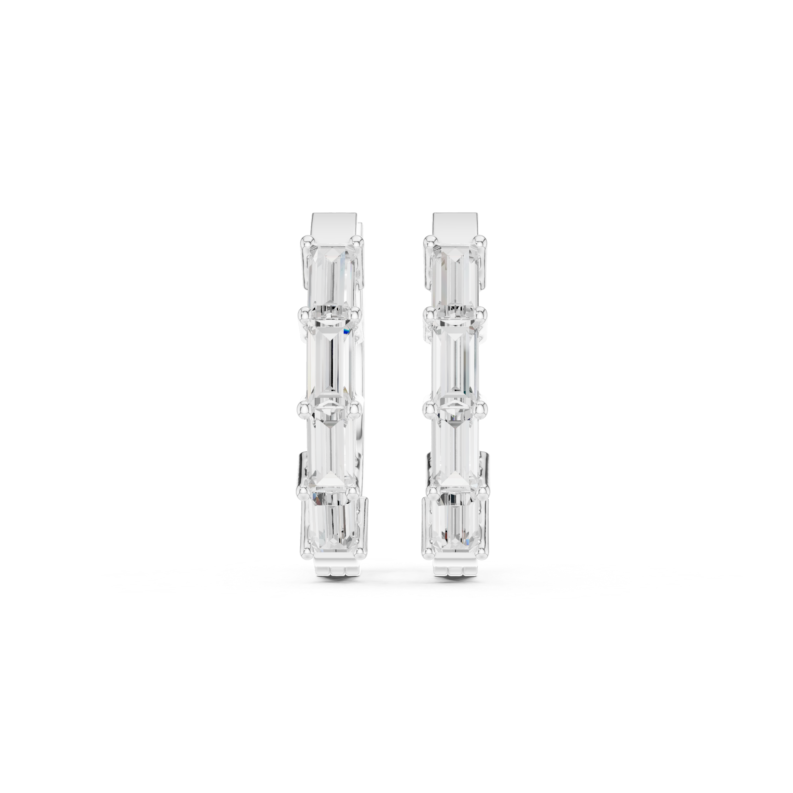 Modern Baguette Cut Hoop Earrings