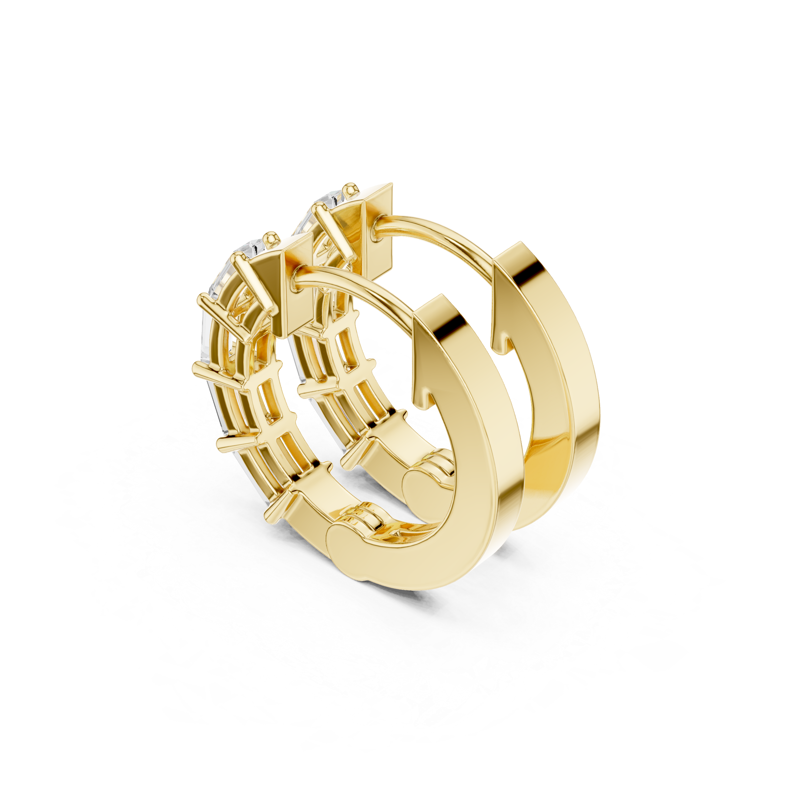 Modern Baguette Cut Hoop Earrings
