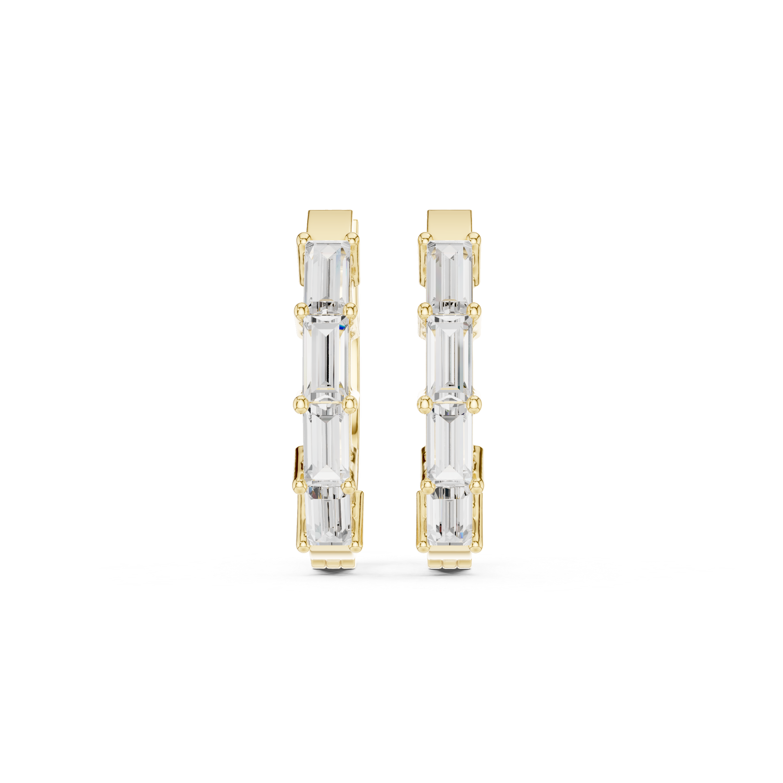 Modern Baguette Cut Hoop Earrings