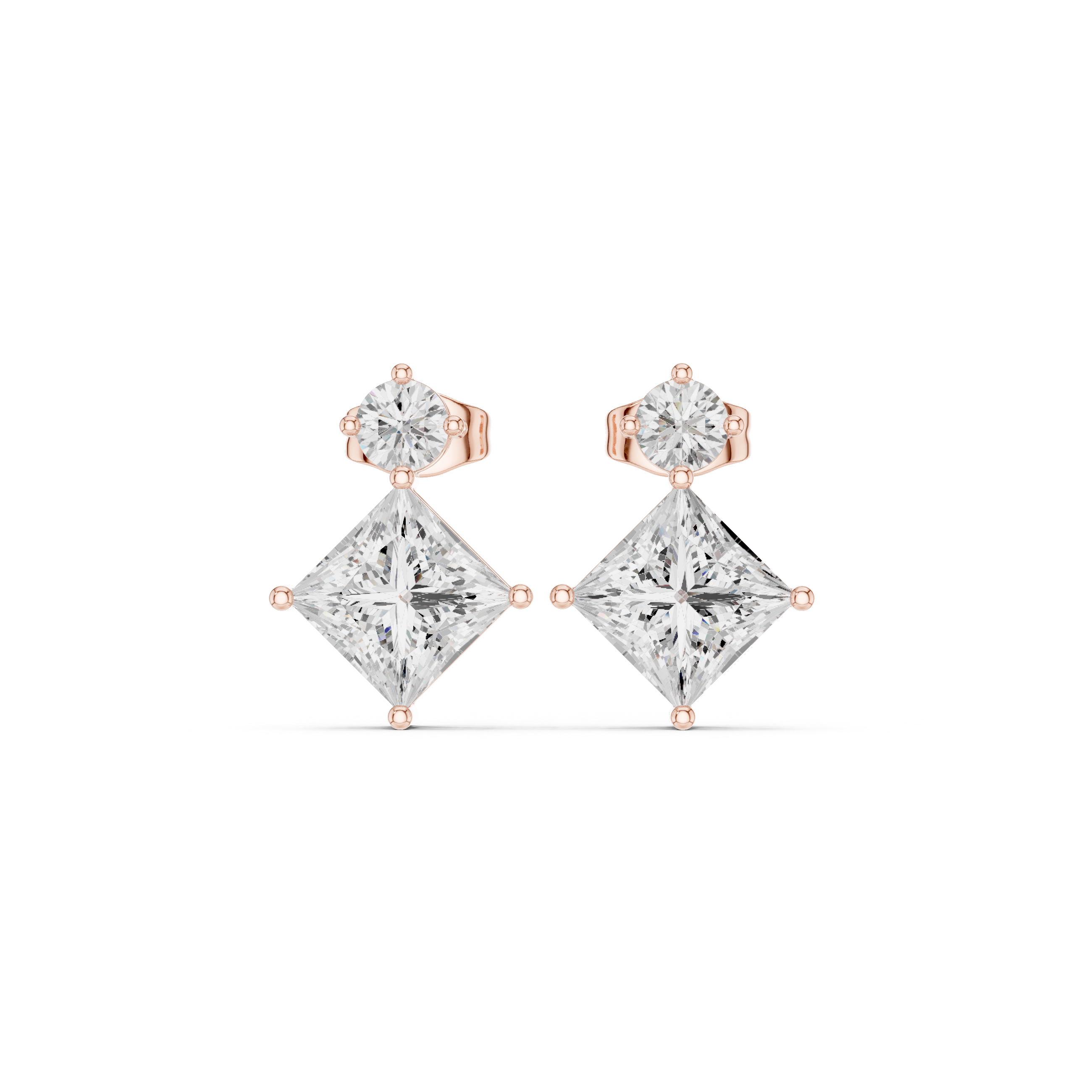 Princess Cut Stone Modern Drop Earrings