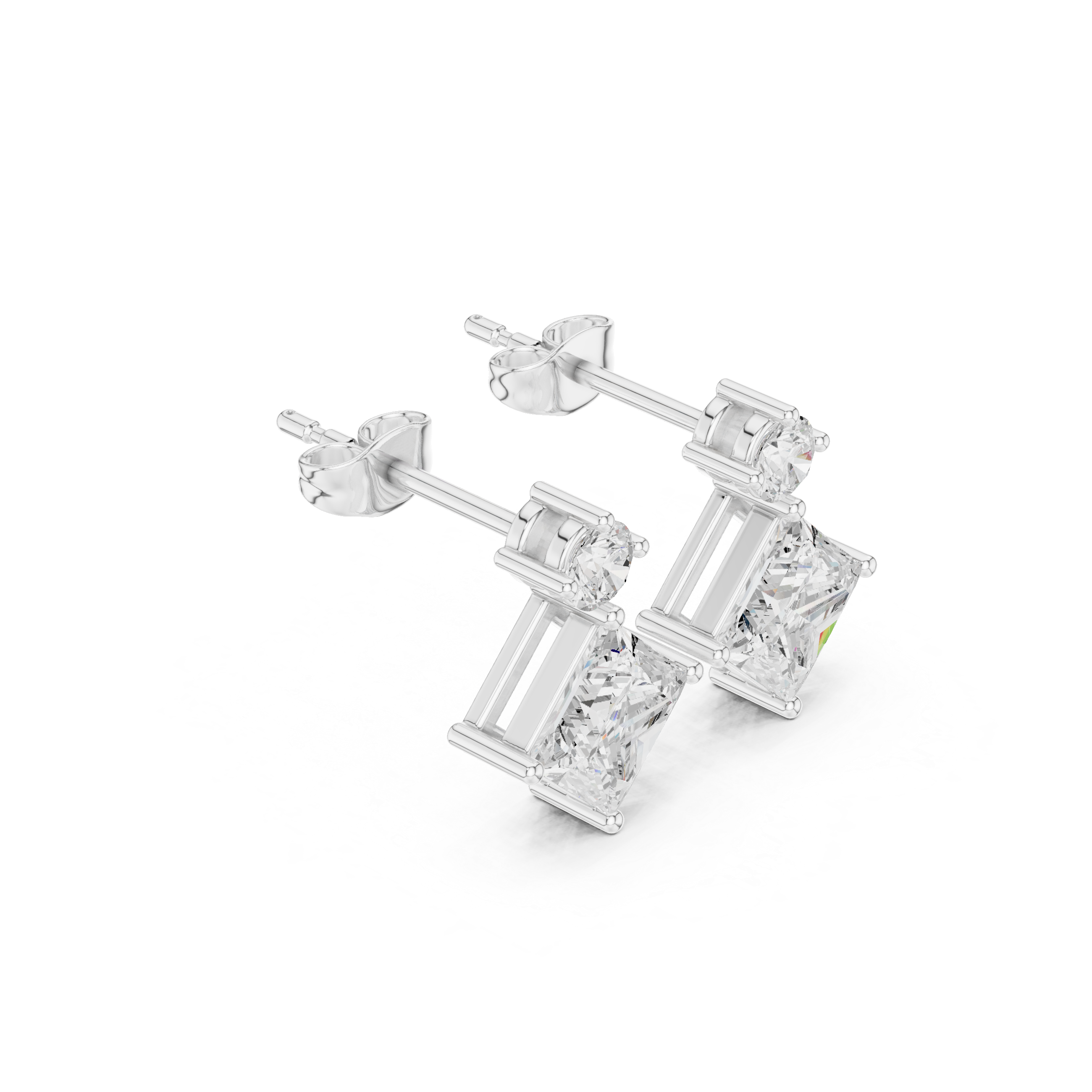 Princess Cut Stone Modern Drop Earrings