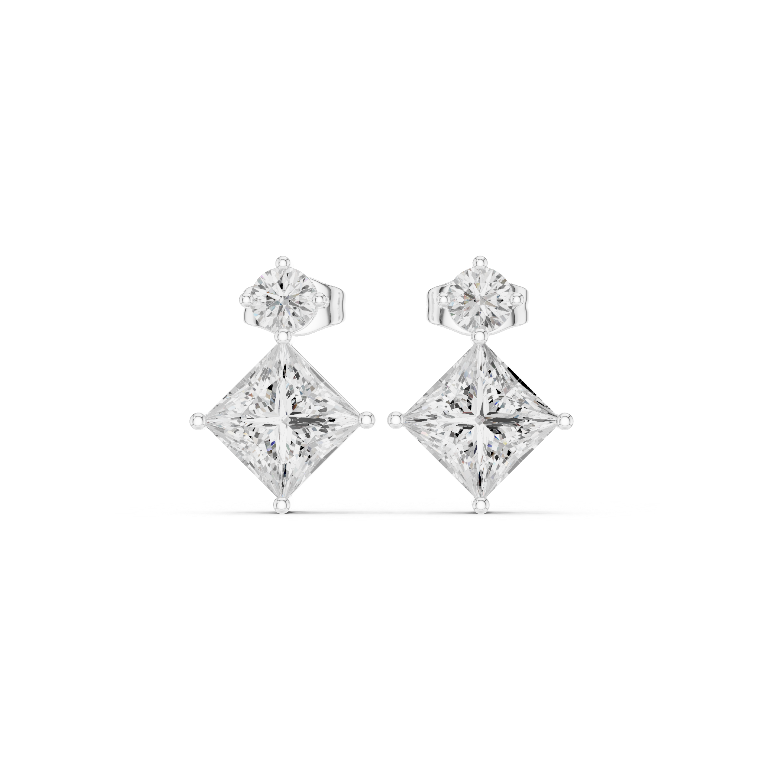 Princess Cut Stone Modern Drop Earrings