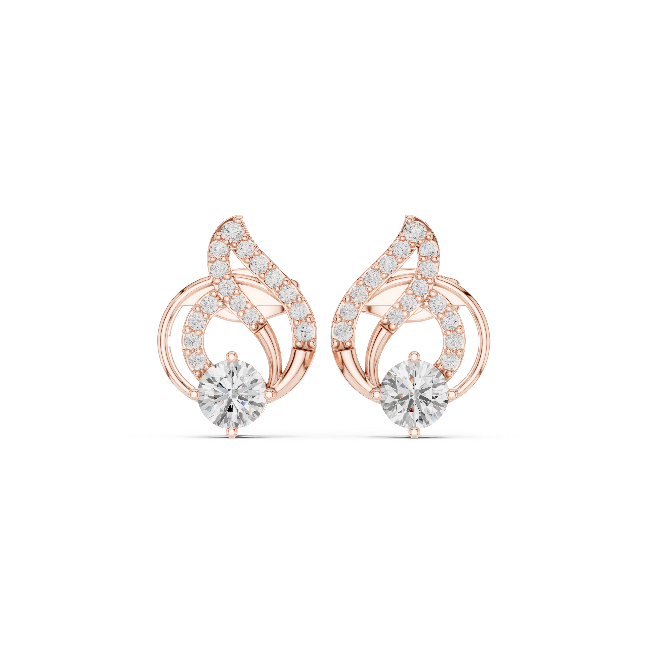 Modern Teardrop Diamond Detail Earrings