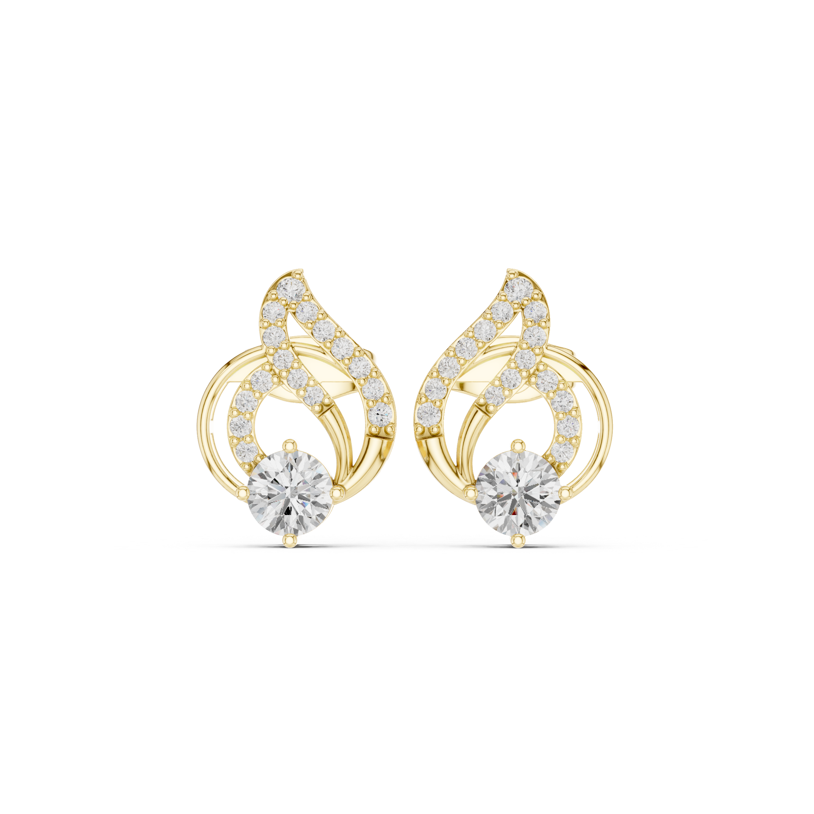 Modern Teardrop Diamond Detail Earrings
