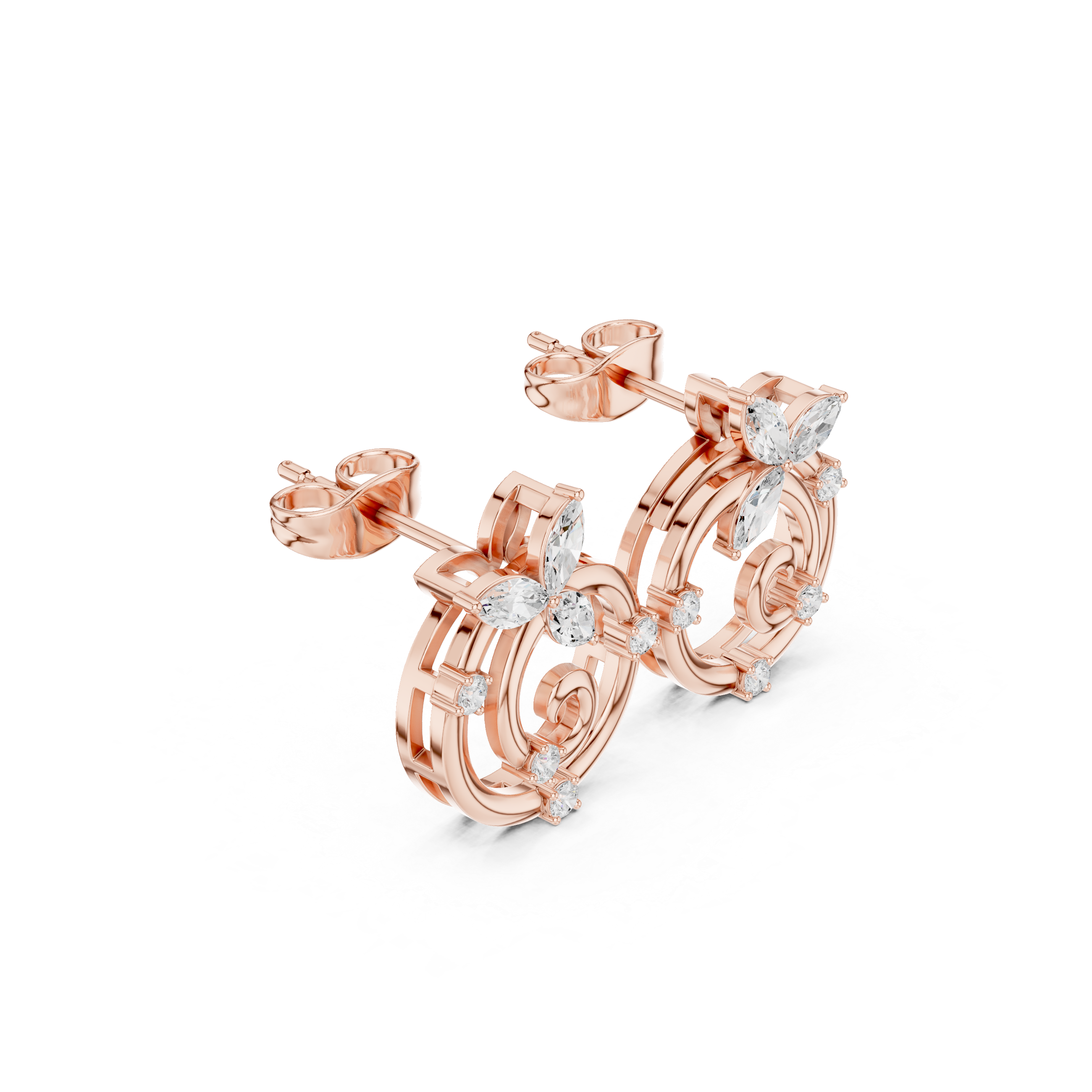 Nature-Inspired Spiral Marquise Stone Earrings – Elegant and Artistic Design