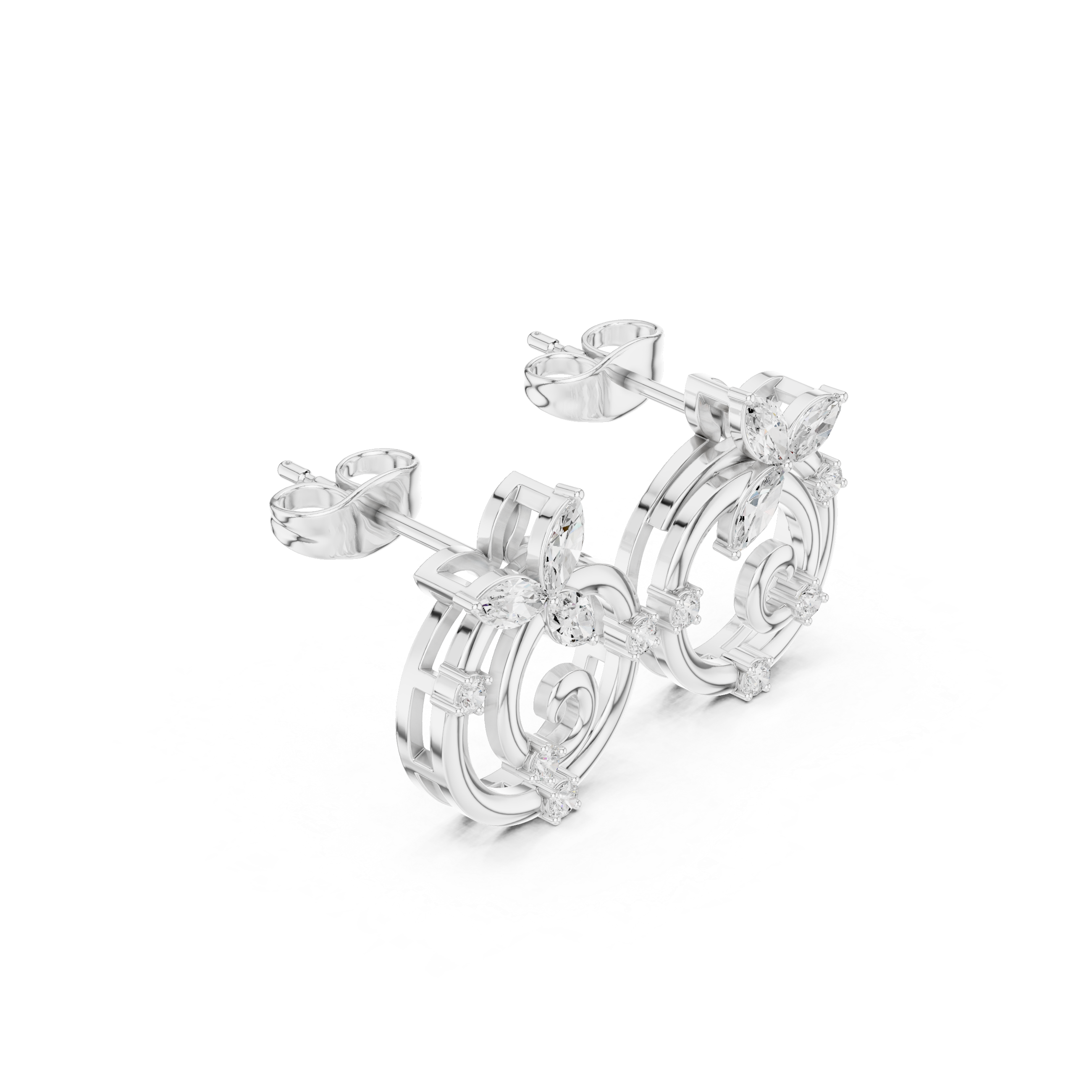 Nature-Inspired Spiral Marquise Stone Earrings – Elegant and Artistic Design