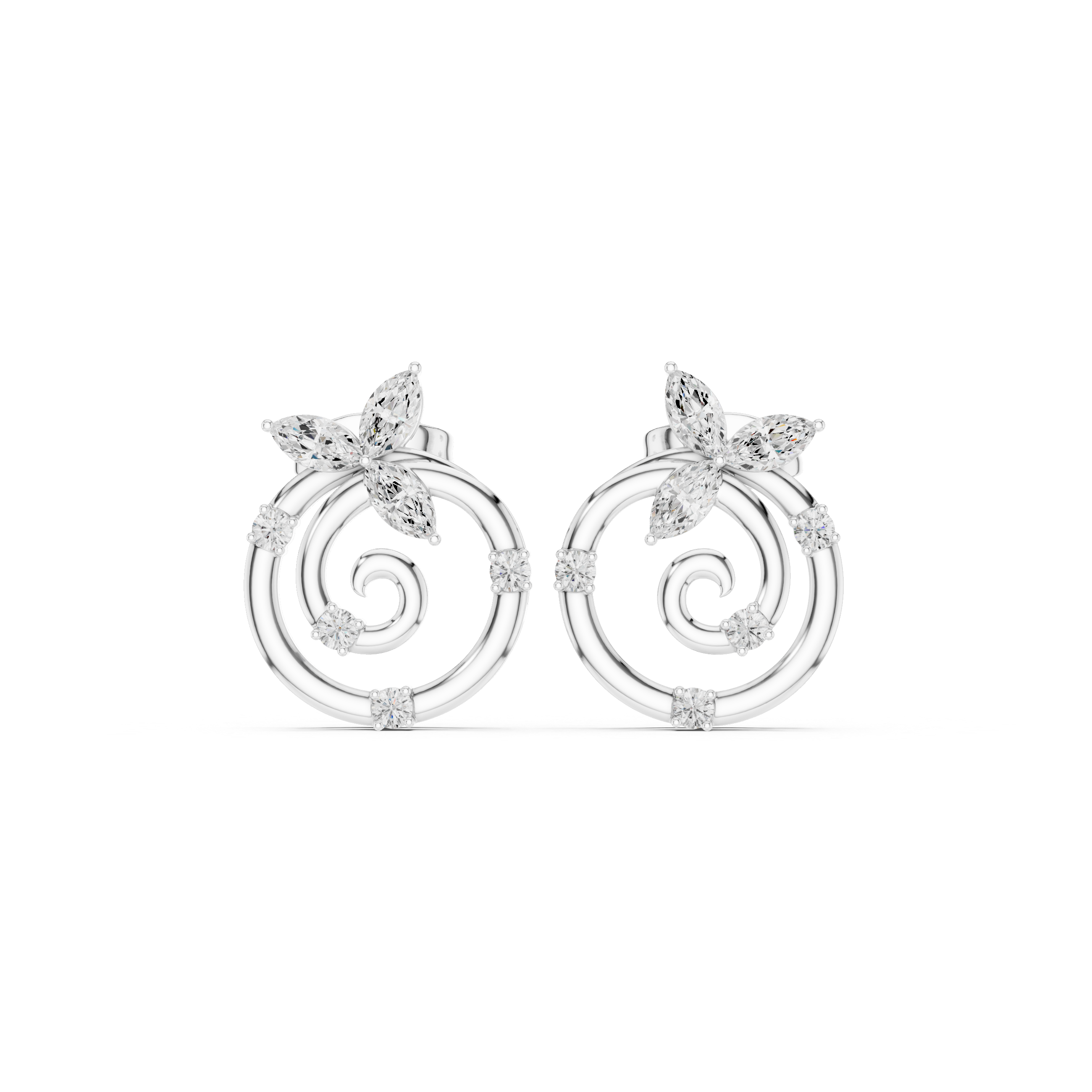Nature-Inspired Spiral Marquise Stone Earrings – Elegant and Artistic Design