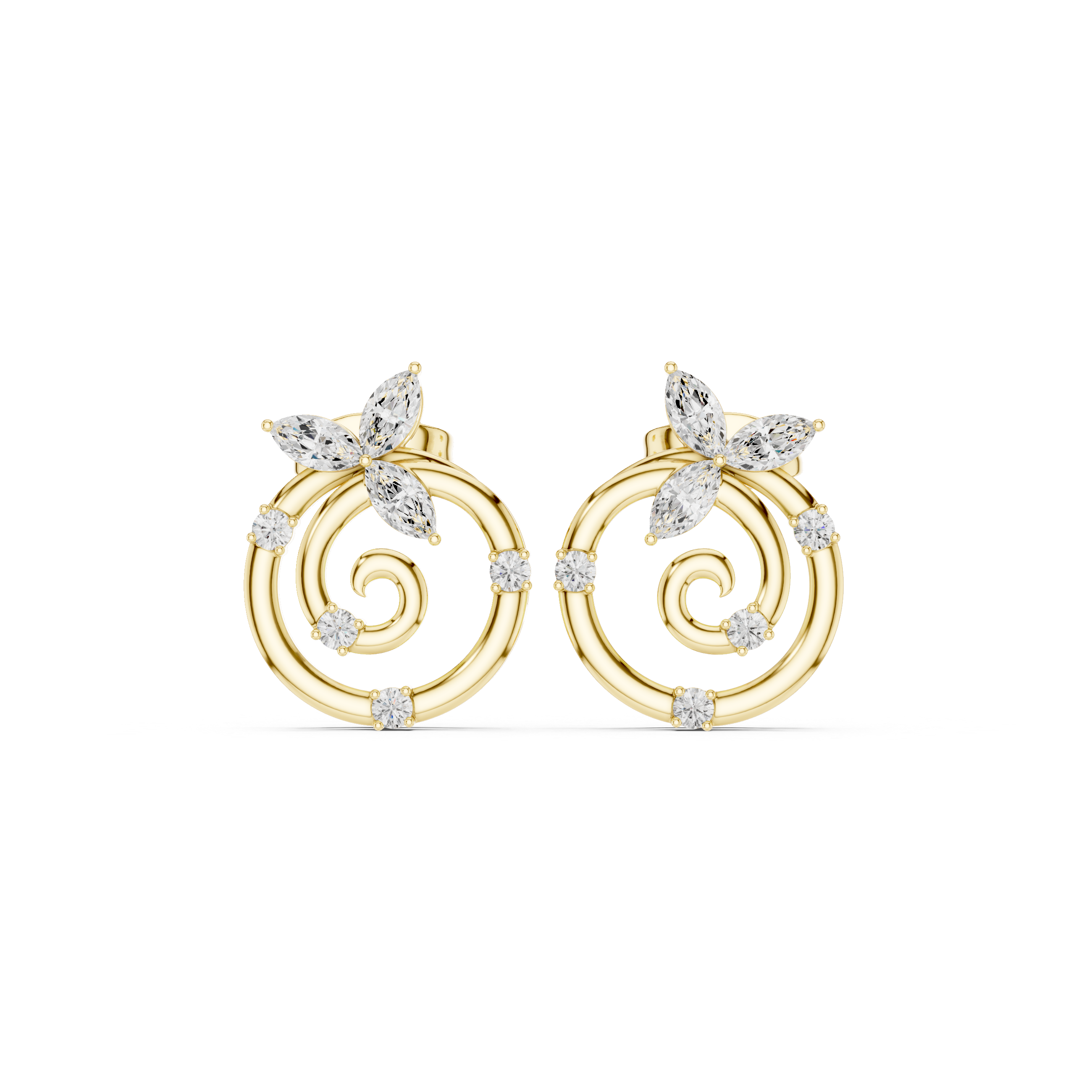 Nature-Inspired Spiral Marquise Stone Earrings – Elegant and Artistic Design