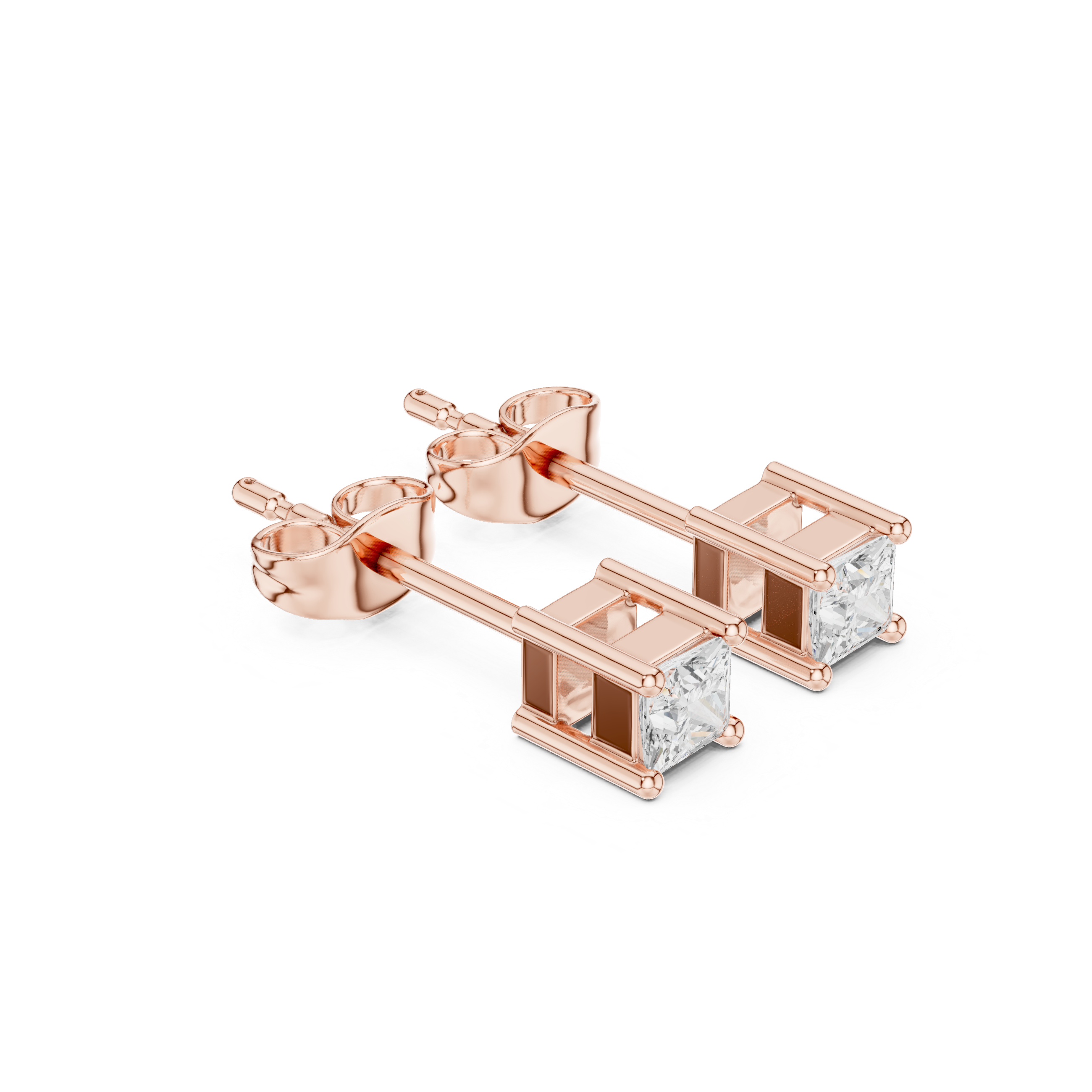 Minimal Princess Cut Solitaire Stud Earrings – Timeless Classic Design