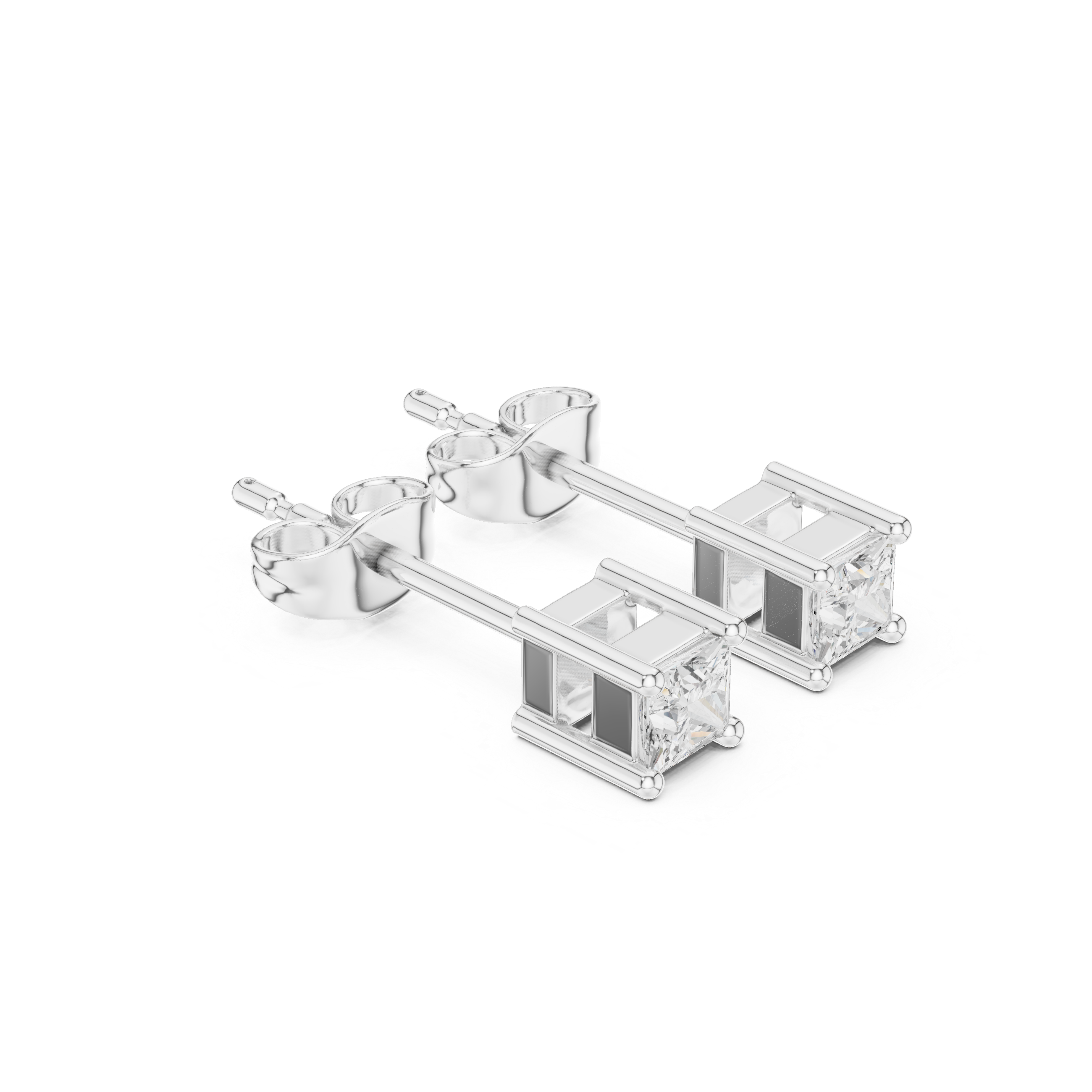 Minimal Princess Cut Solitaire Stud Earrings – Timeless Classic Design