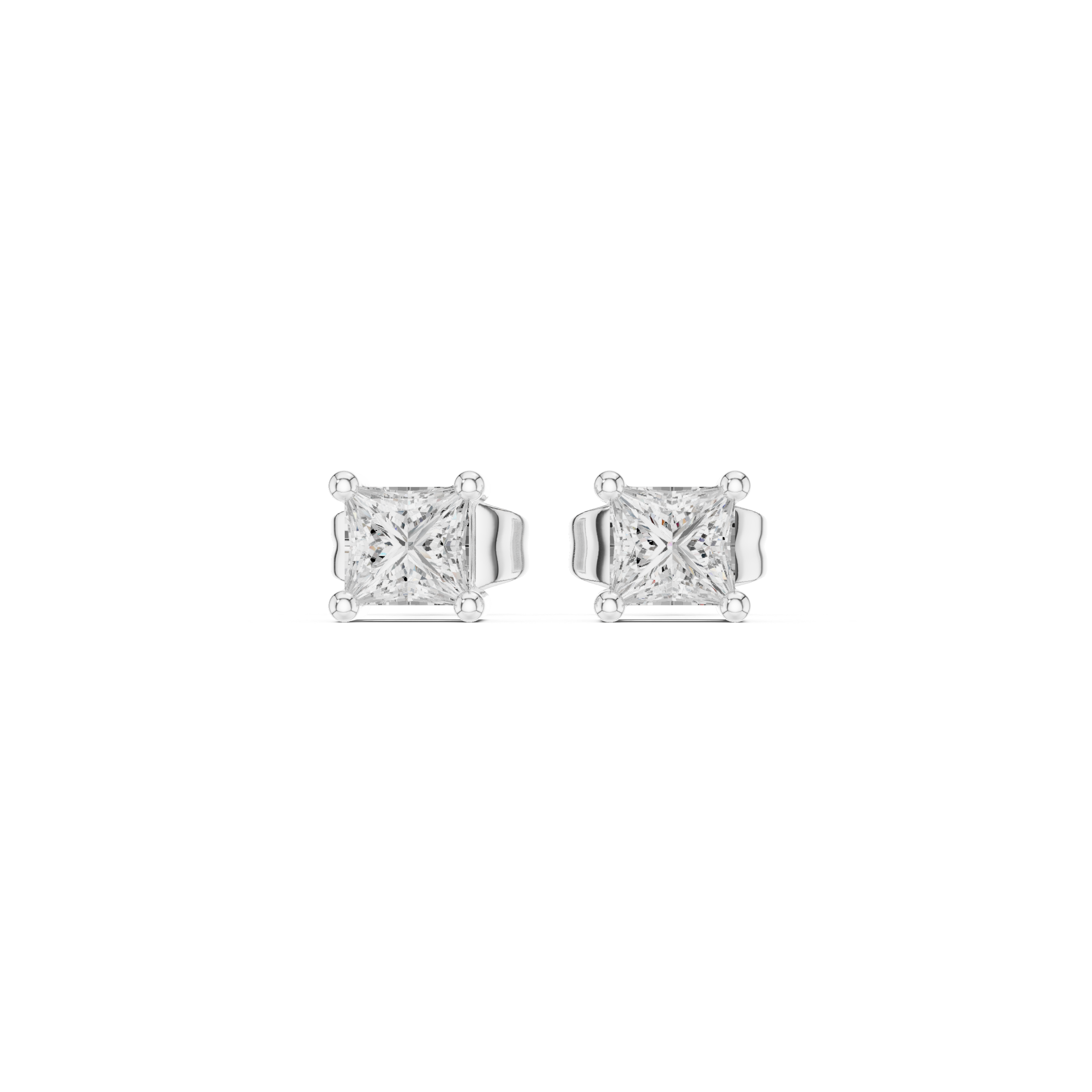 Minimal Princess Cut Solitaire Stud Earrings – Timeless Classic Design