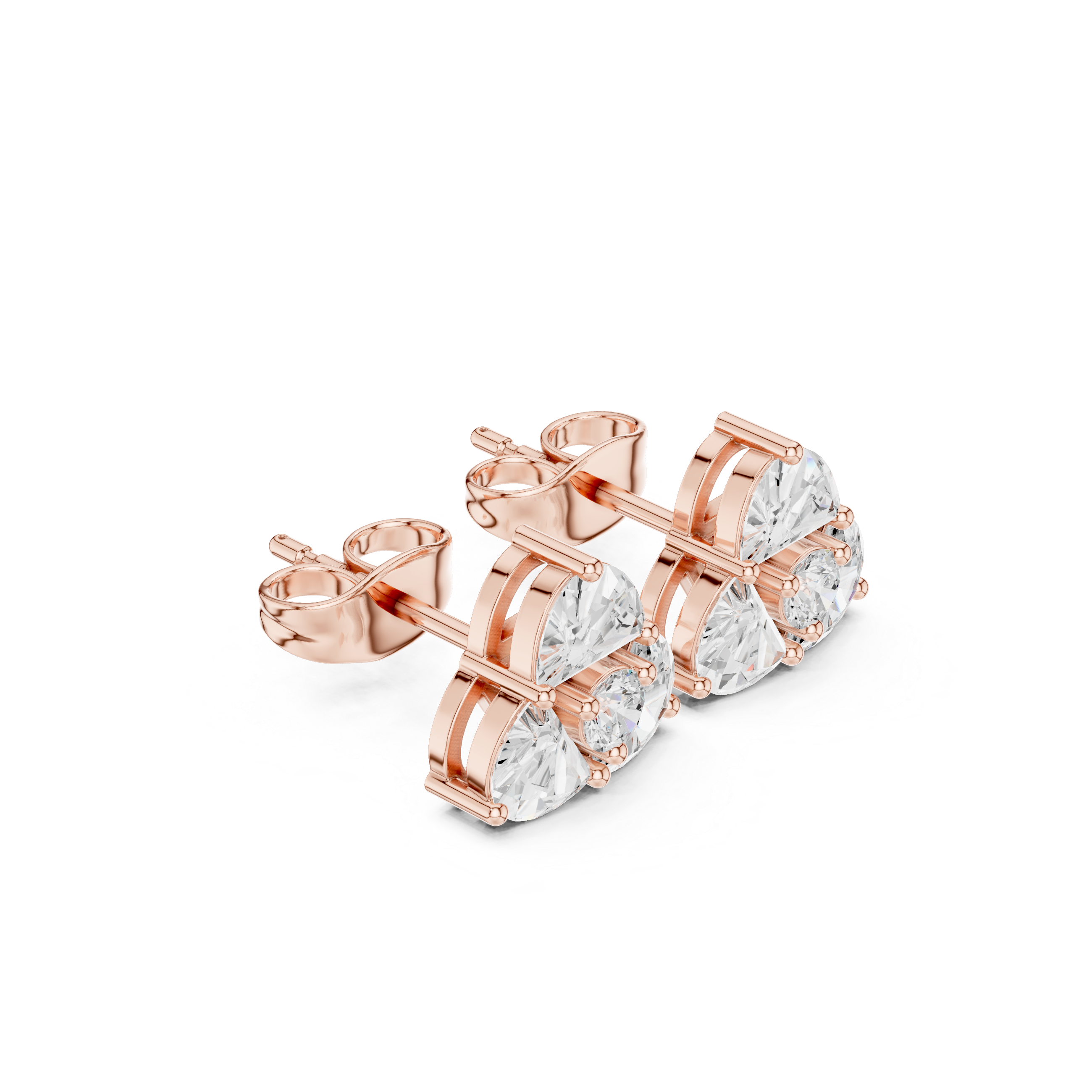 Trillion Cluster Diamond Stud Earrings – Modern Geometric Trio Design