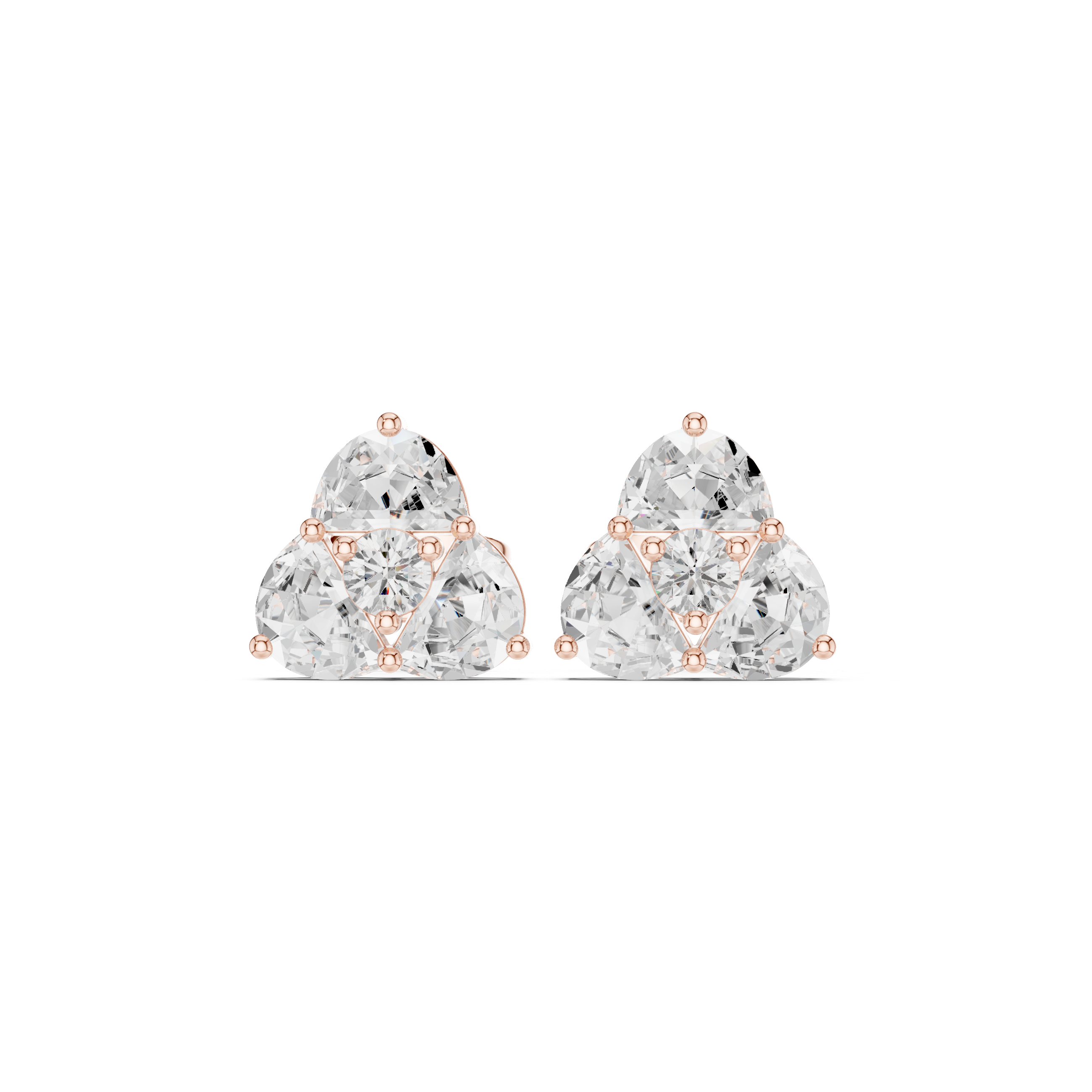 Trillion Cluster Diamond Stud Earrings – Modern Geometric Trio Design