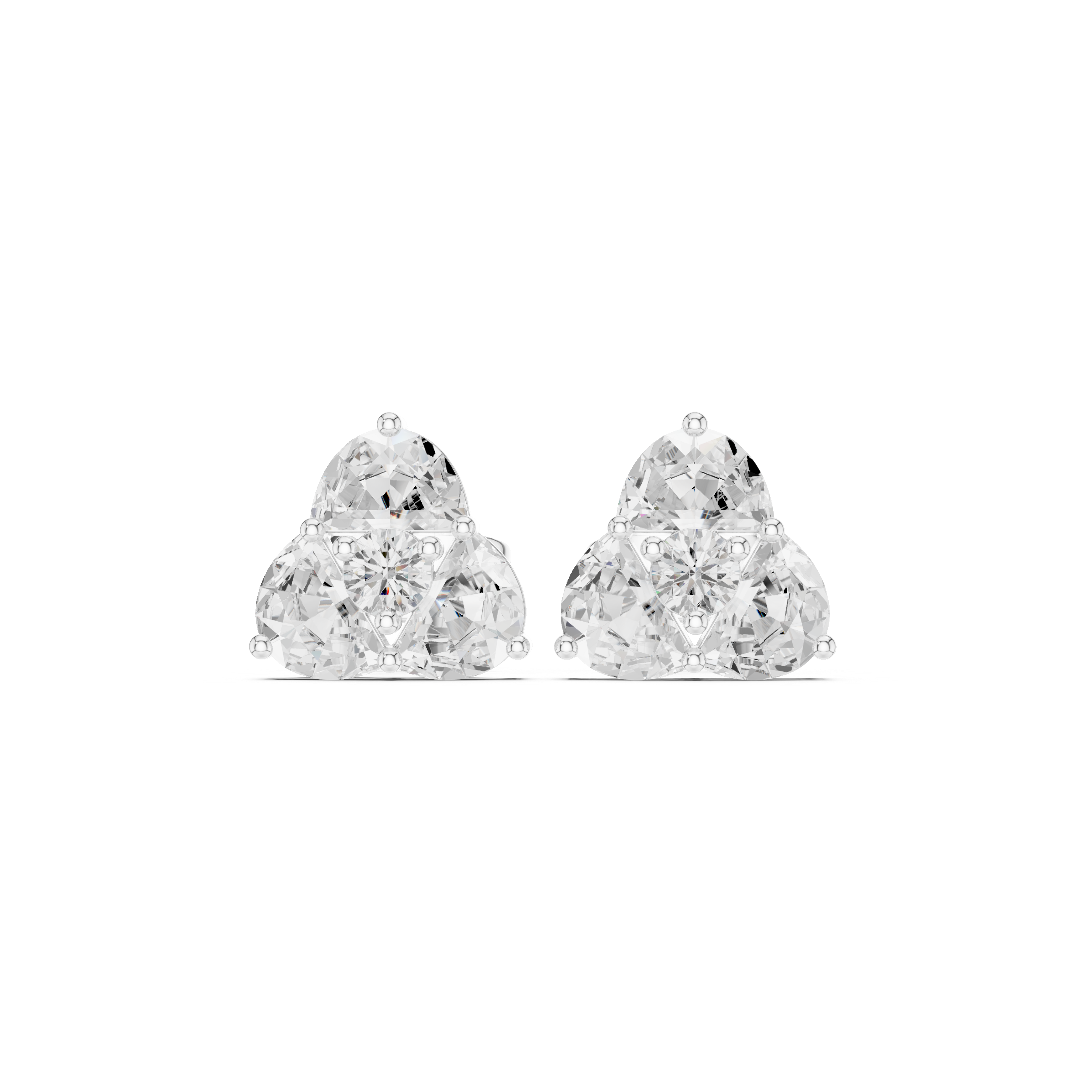 Trillion Cluster Diamond Stud Earrings – Modern Geometric Trio Design