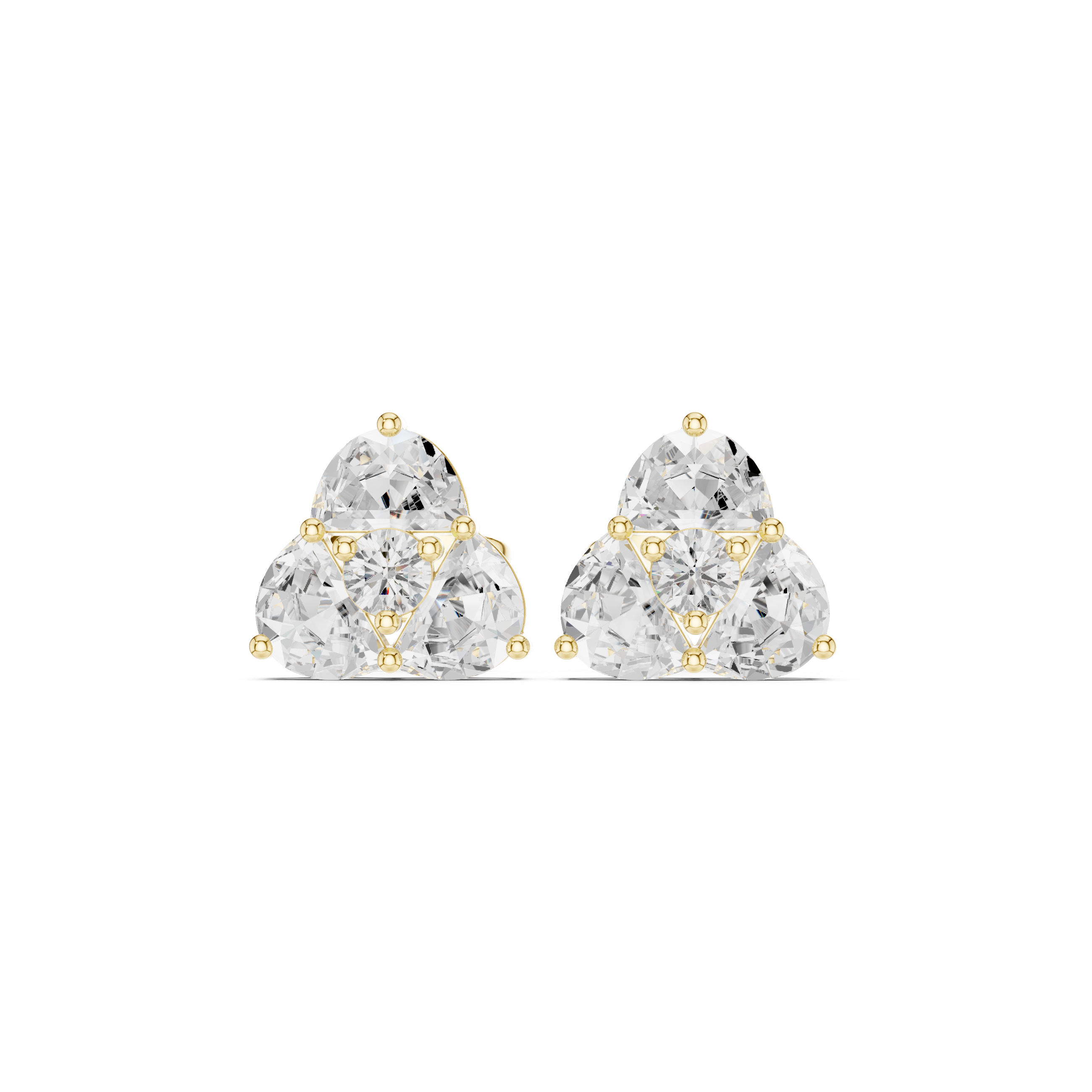 Trillion Cluster Diamond Stud Earrings – Modern Geometric Trio Design