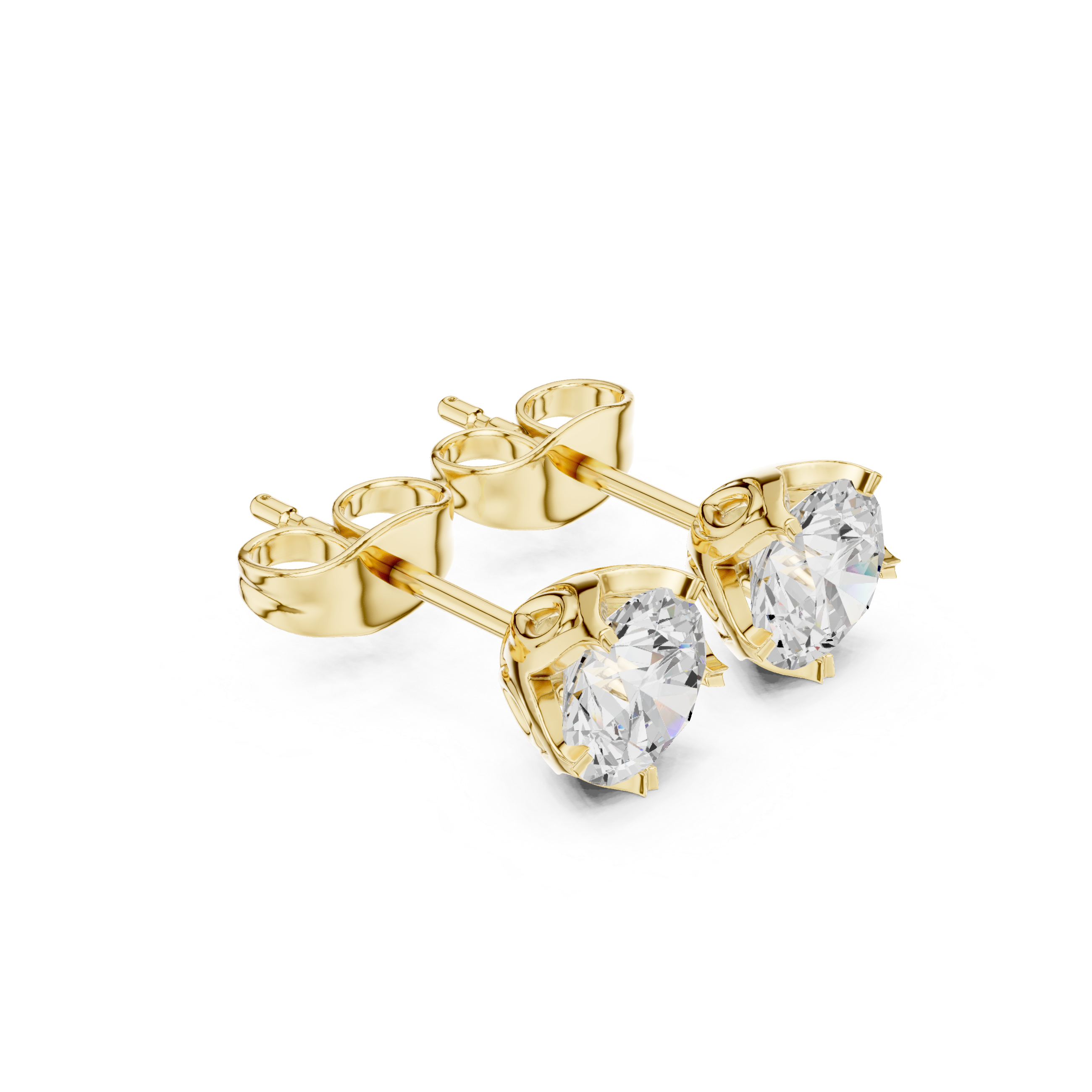 Classic Round Diamond Stud Earrings – 4 Prong Floral Setting
